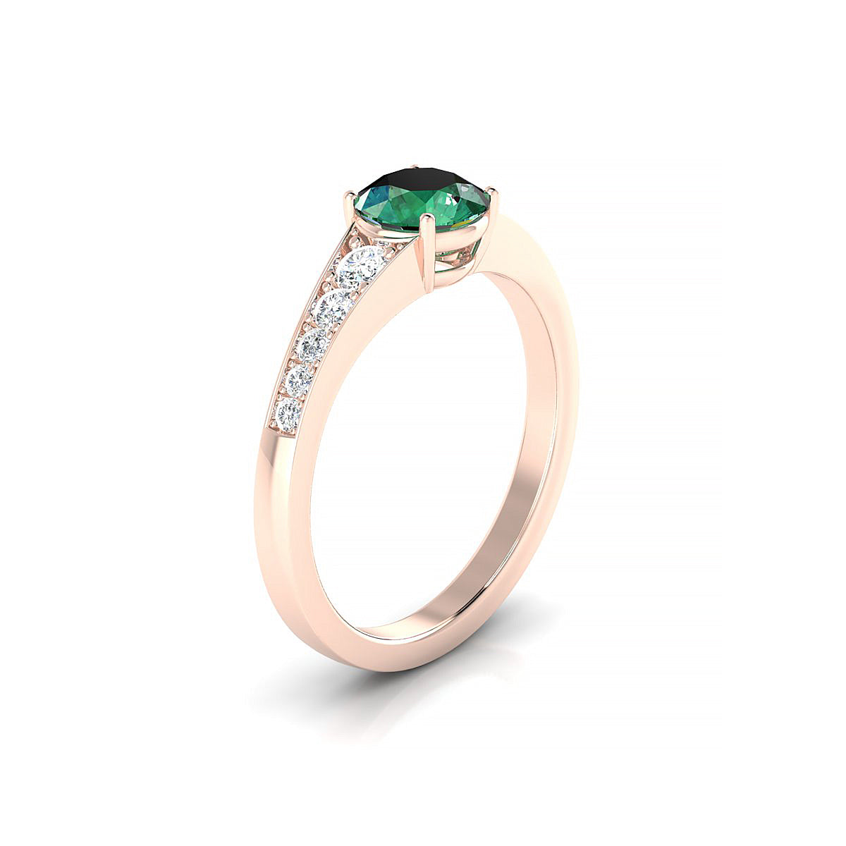 Prosperity | 18k Rose Gold 6 mm Round Emerald Ring