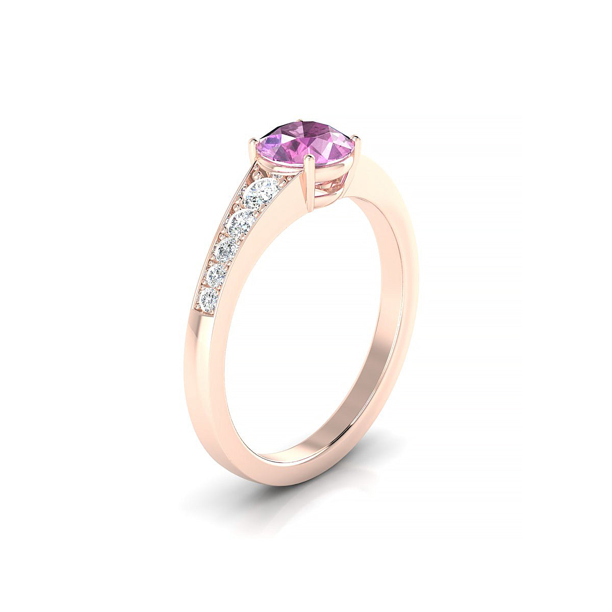 Prosperity | 18k Rose Gold 6 mm Round Pink Sapphire Ring