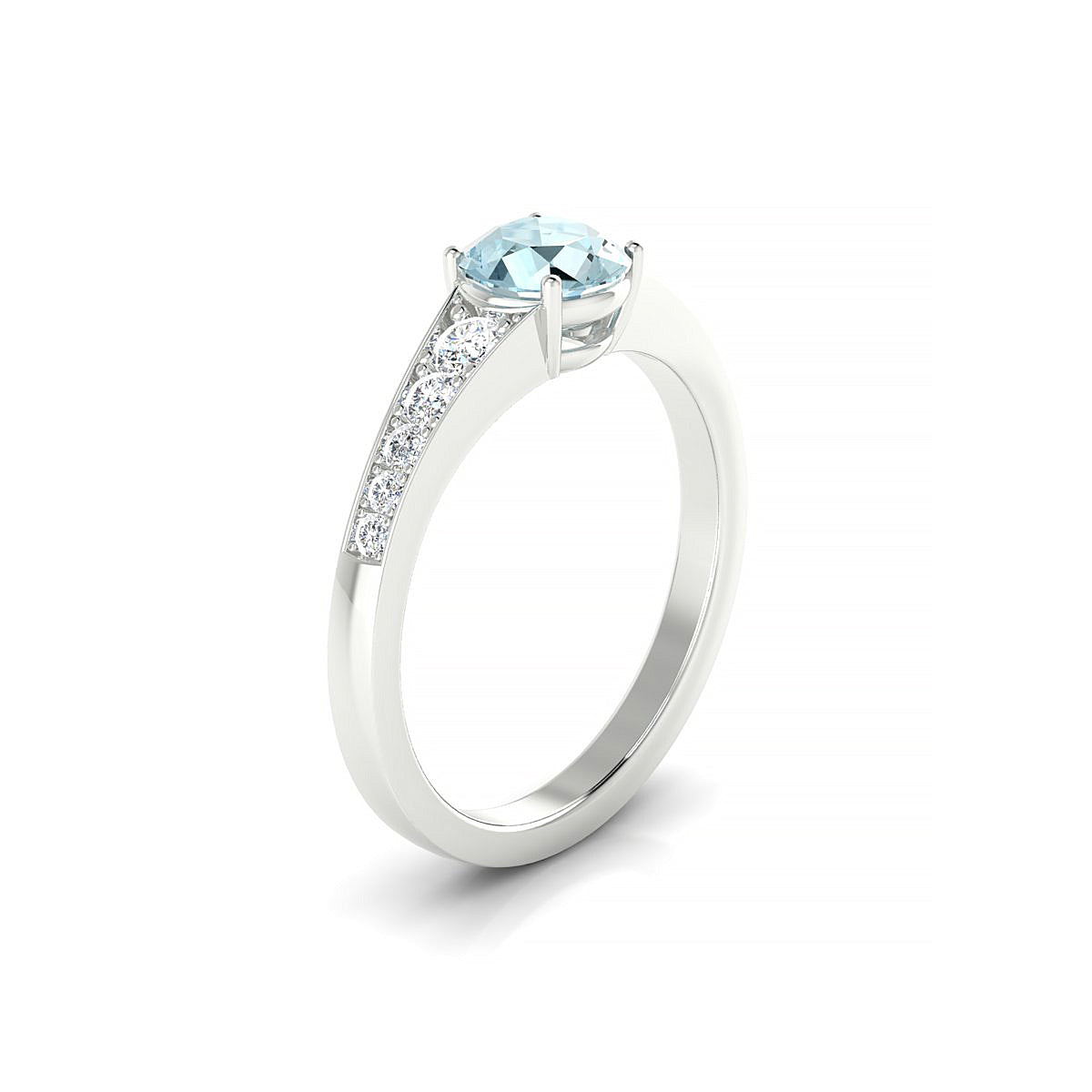 Prosperity | 18k White Gold 6 mm Round Aquamarine Ring