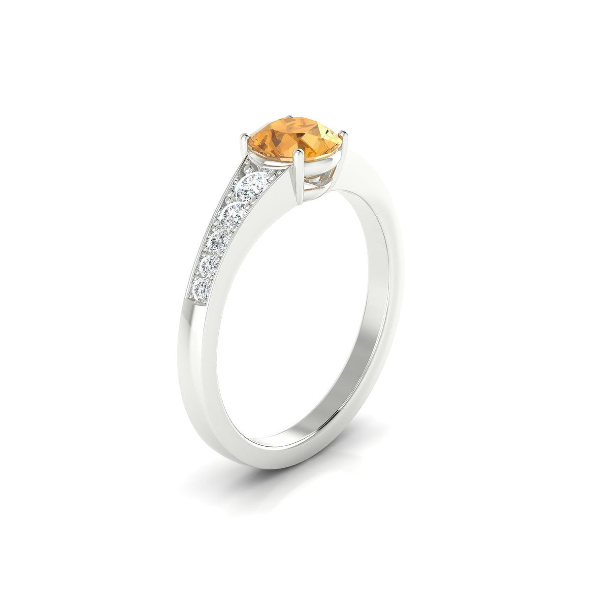 Prosperity | 18k White Gold 6 mm Round Citrine Ring