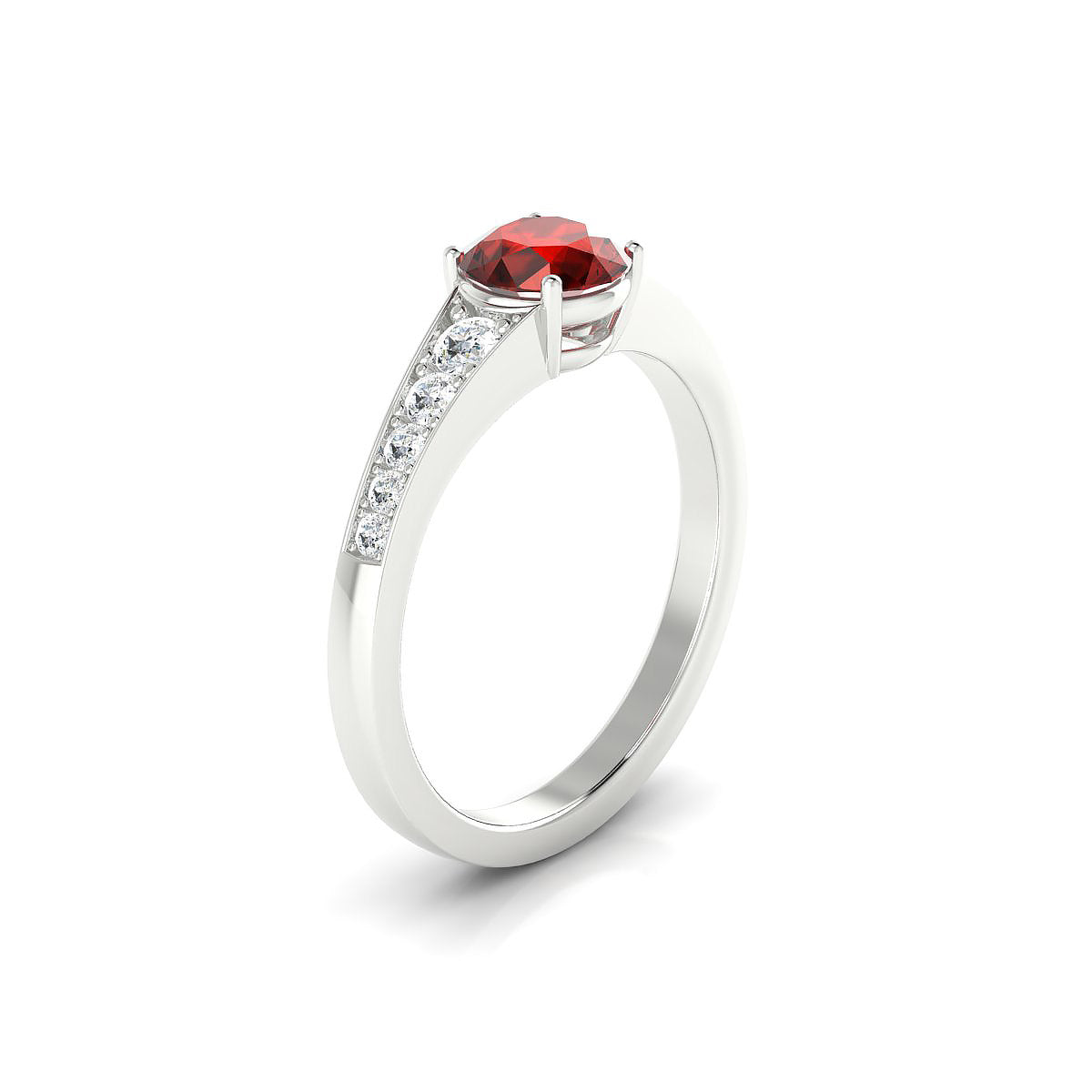 Prosperity | 18k White Gold 6 mm Round Garnet Ring