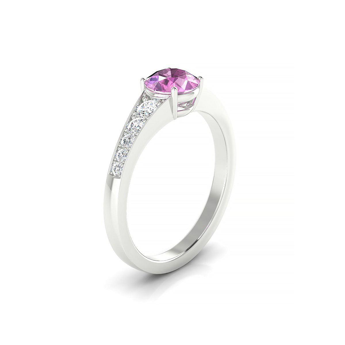 Prosperity | 18k White Gold 6 mm Round Pink Sapphire Ring
