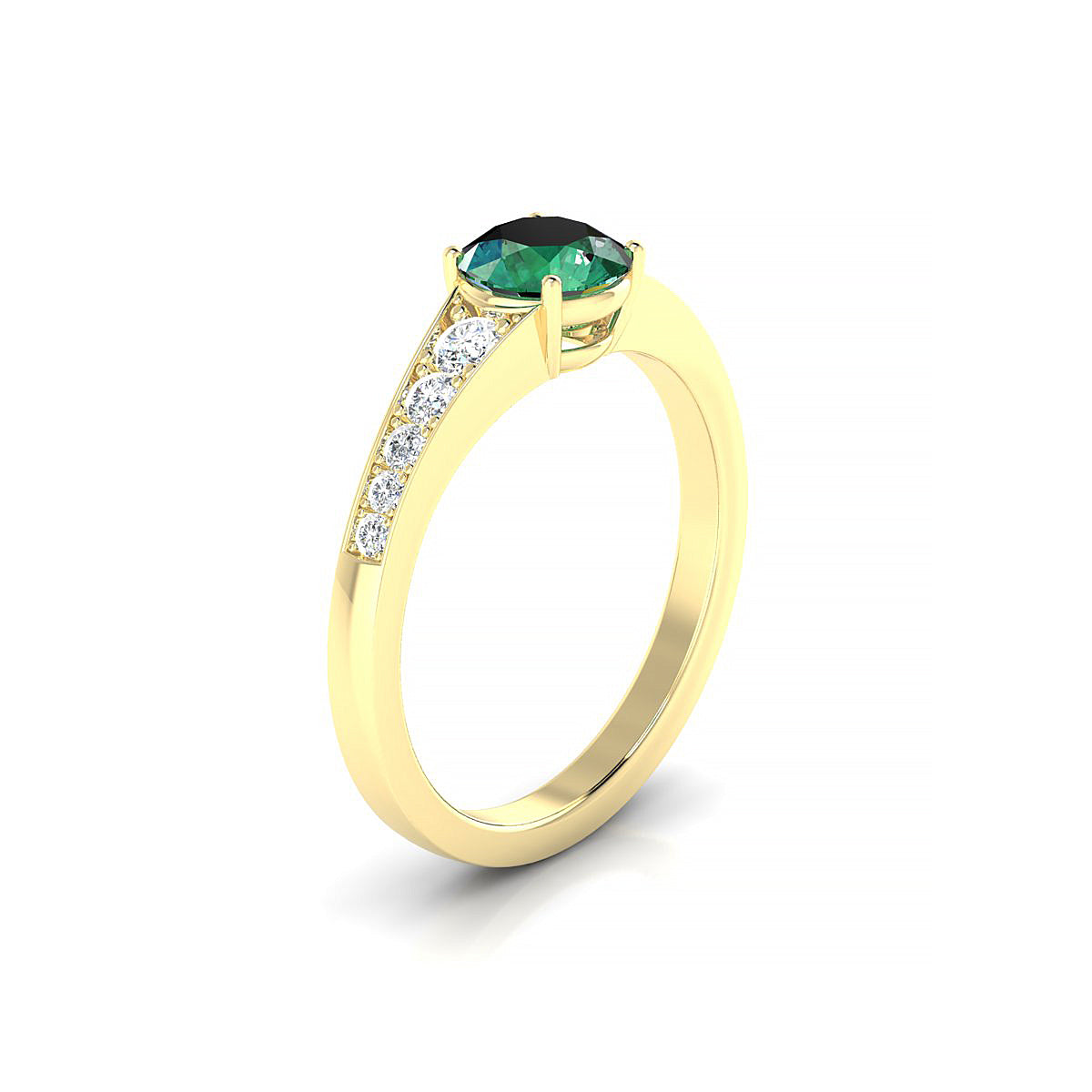 Prosperity | 18k Yellow Gold 6 mm Round Emerald Ring
