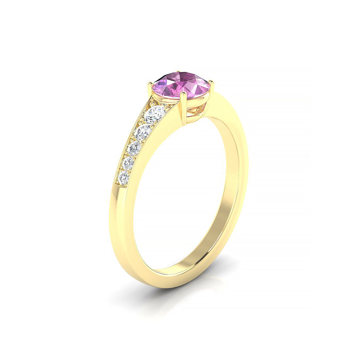 Prosperity | 18k Yellow Gold 6 mm Round Pink Sapphire Ring