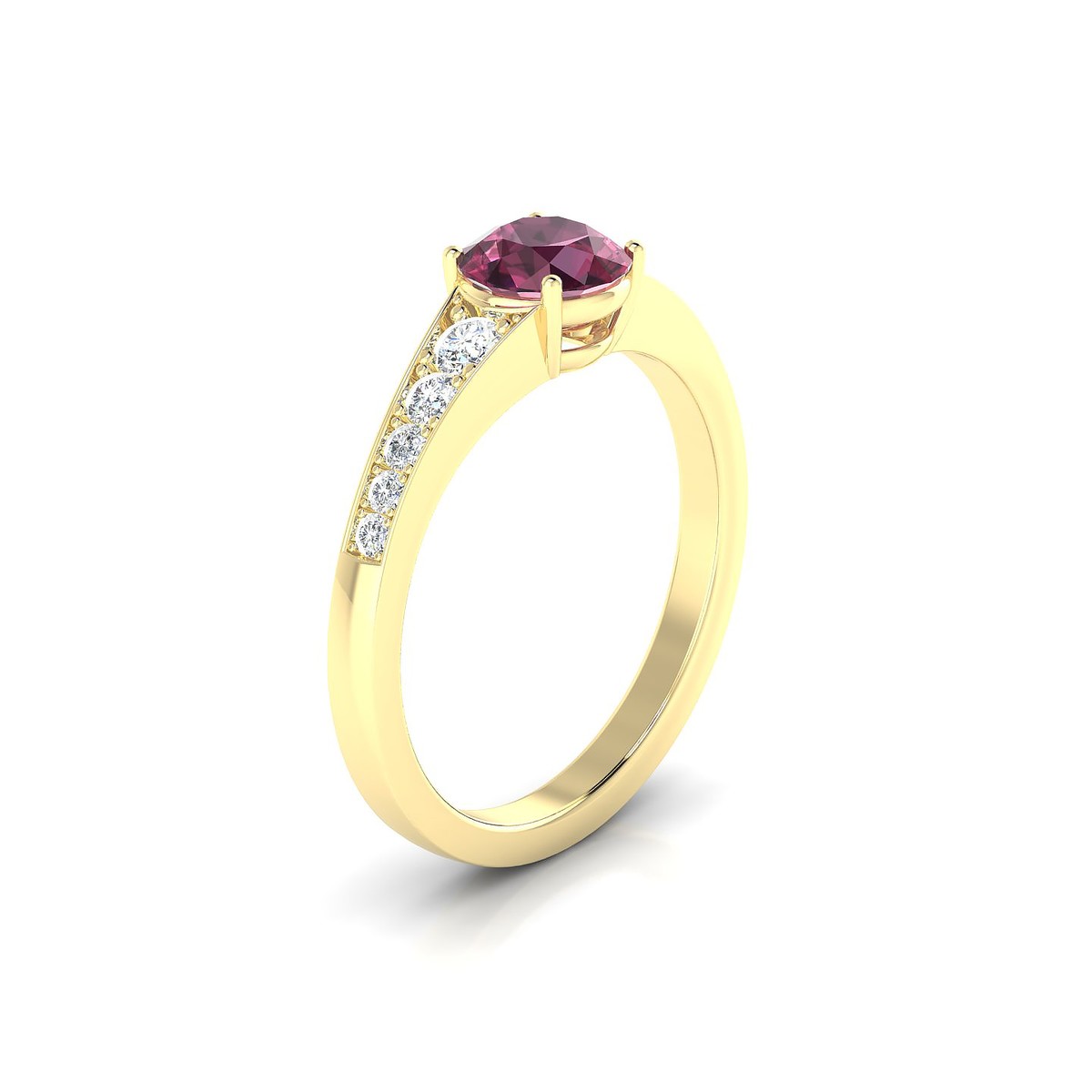 Prosperity | 18k Yellow Gold 6 mm Round Rhodolite Ring
