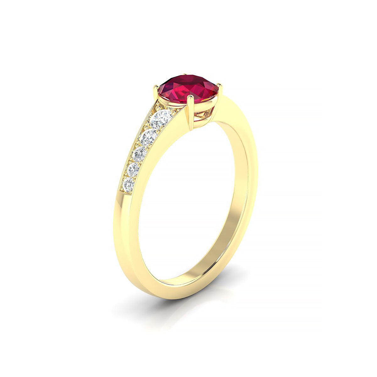 Prosperity | 18k Yellow Gold 6 mm Round Ruby Ring