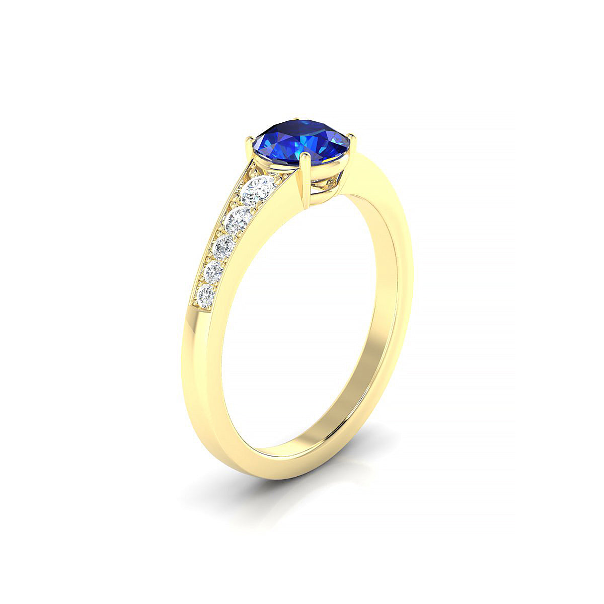 Prosperity | 18k Yellow Gold 6 mm Round Sapphire Ring