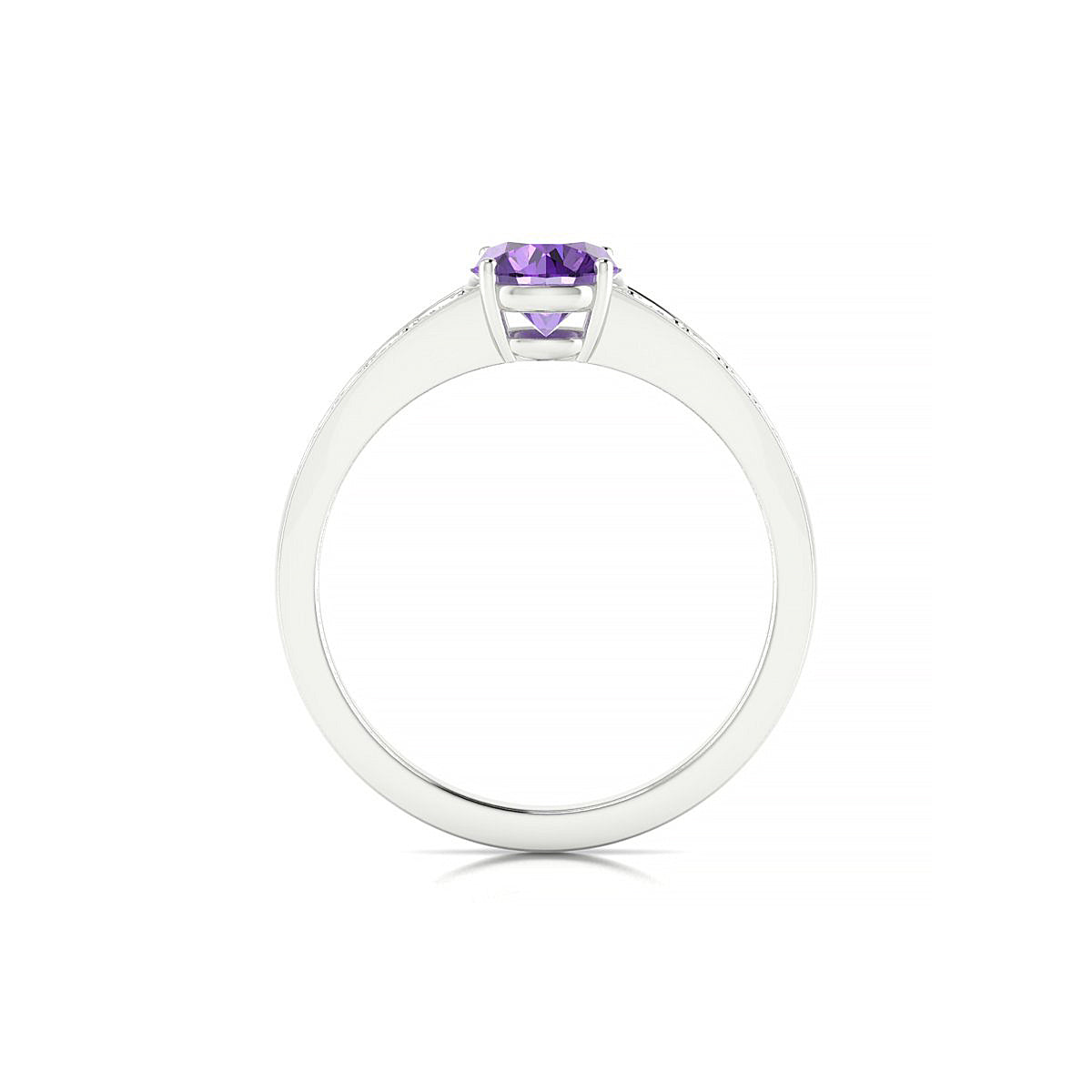 Prosperity | 18k White Gold 6 mm Round Amethyst Ring