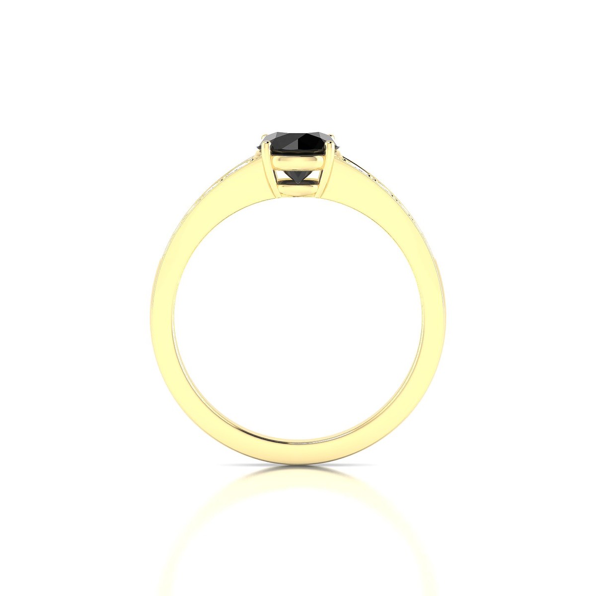 Prosperity | 18k Yellow Gold 6 mm Round Black Diamond Ring