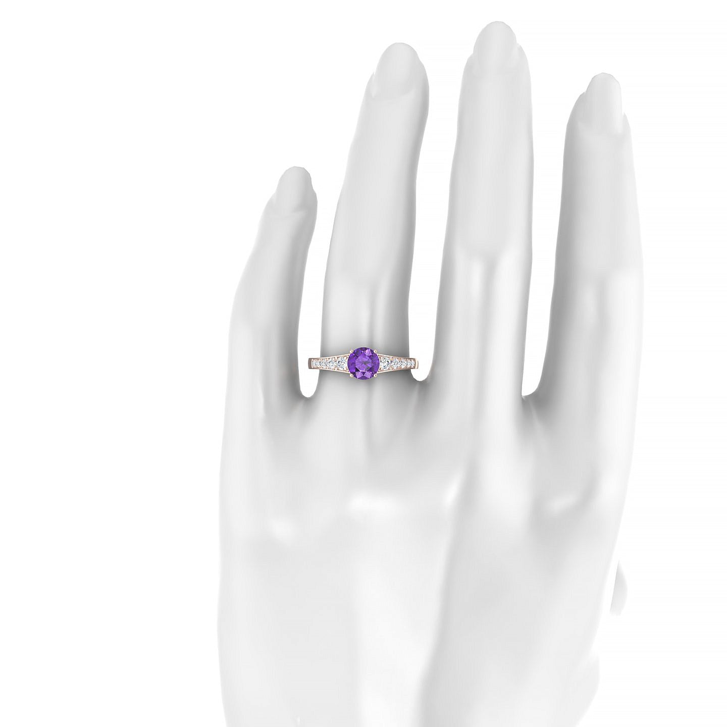Prosperity | 18k Rose Gold 6 mm Round Amethyst Ring