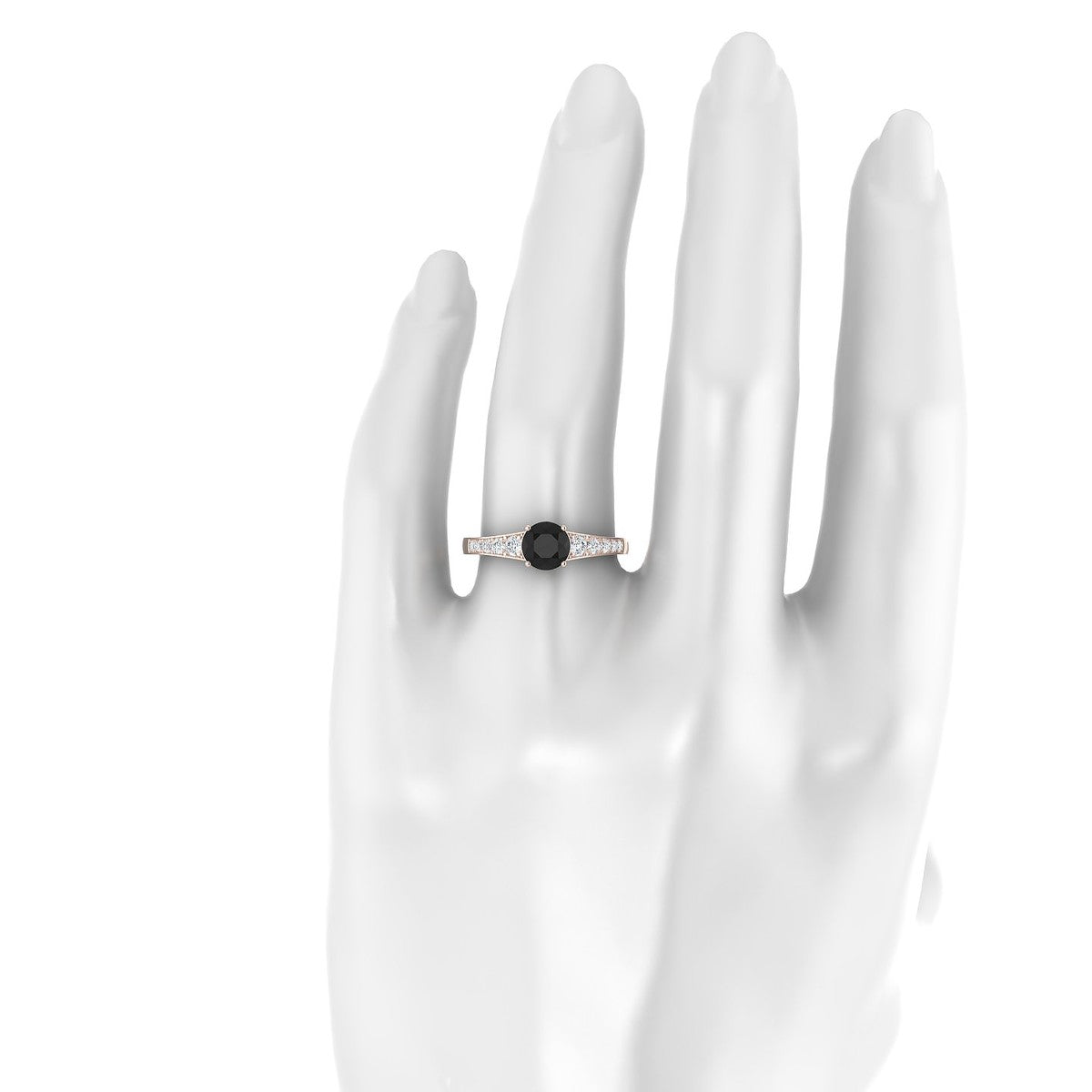 Prosperity | 18k Rose Gold 6 mm Round Black Diamond Ring