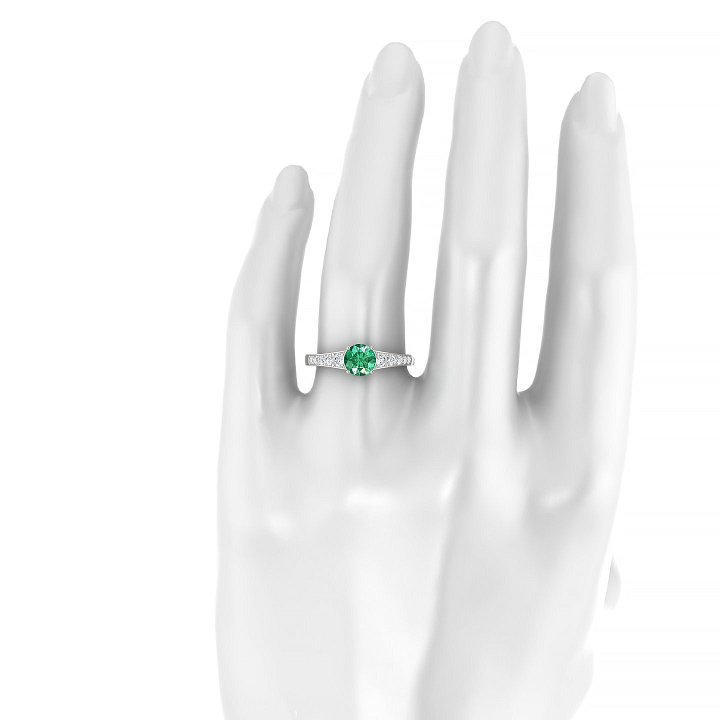 Prosperity | 18k White Gold 6 mm Round Emerald Ring