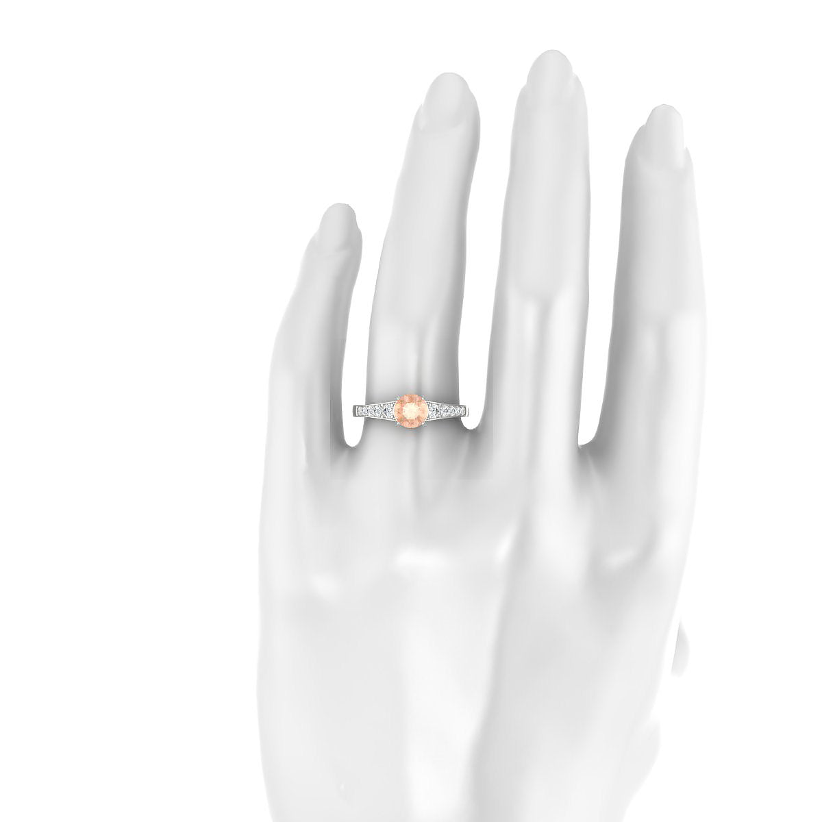 Prosperity | 18k White Gold 6 mm Round Morganite Ring