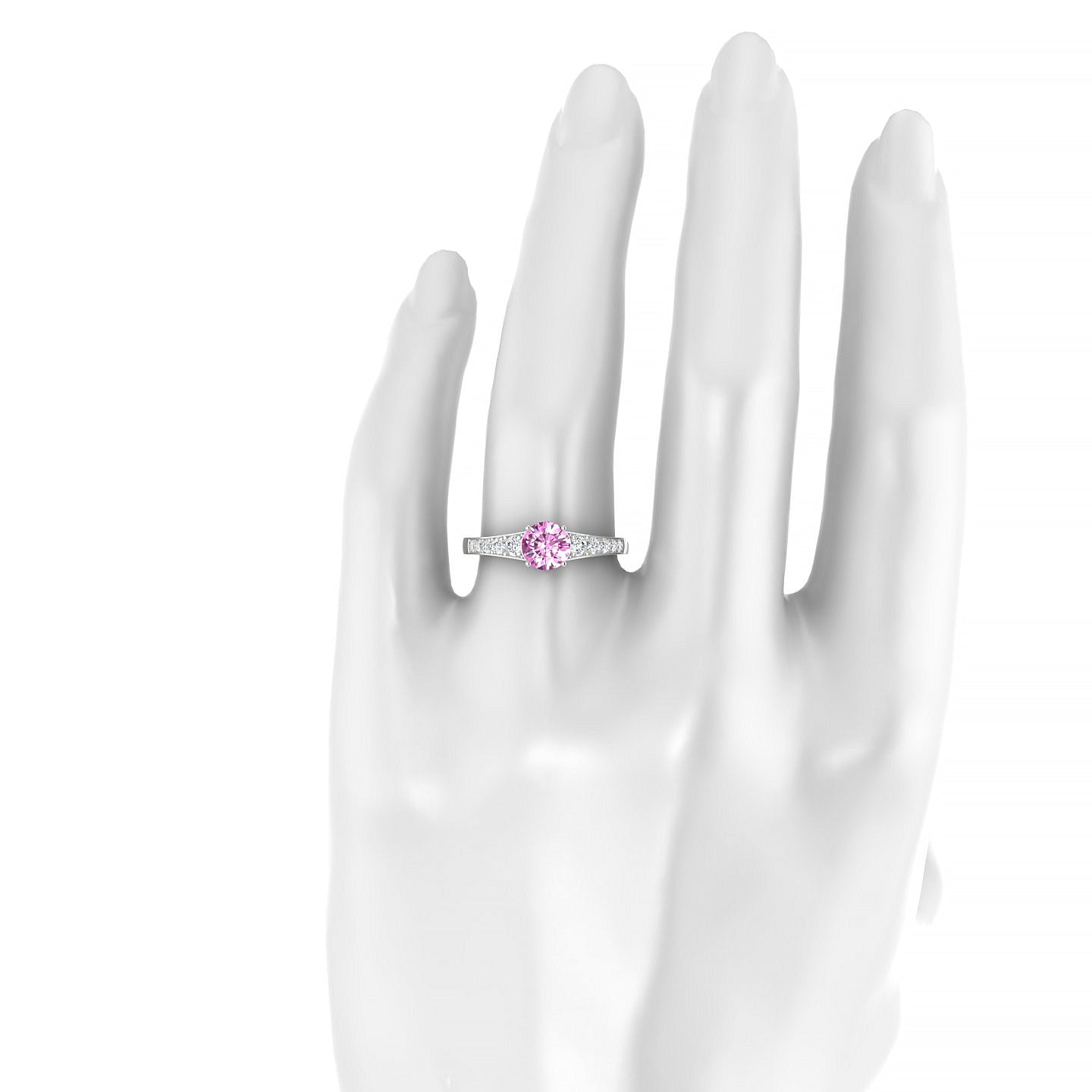 Prosperity | 18k White Gold 6 mm Round Pink Sapphire Ring
