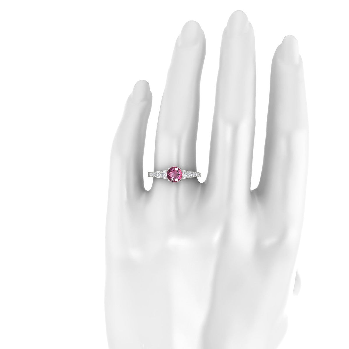 Prosperity | 18k White Gold 6 mm Round Rhodolite Ring