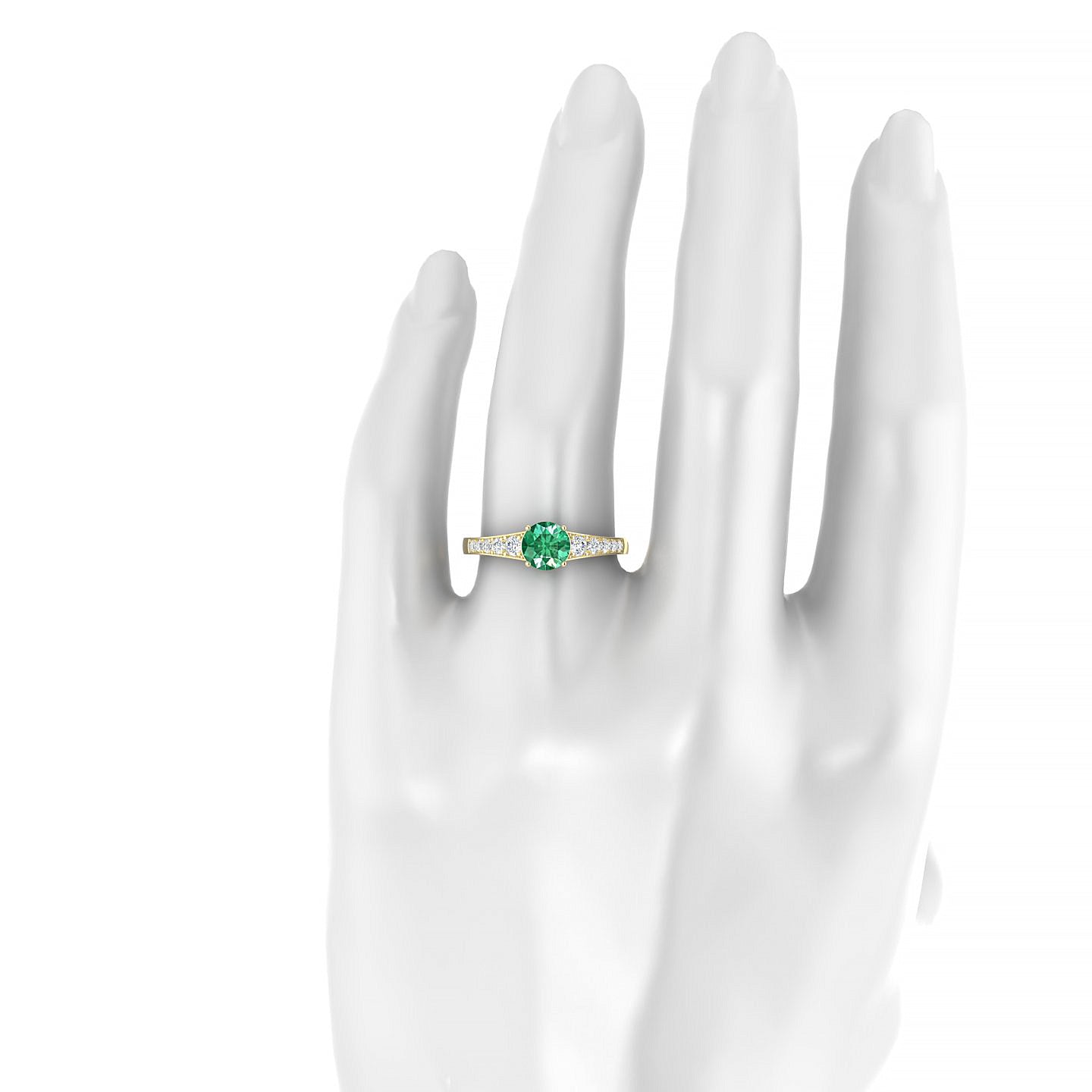 Prosperity | 18k Yellow Gold 6 mm Round Emerald Ring
