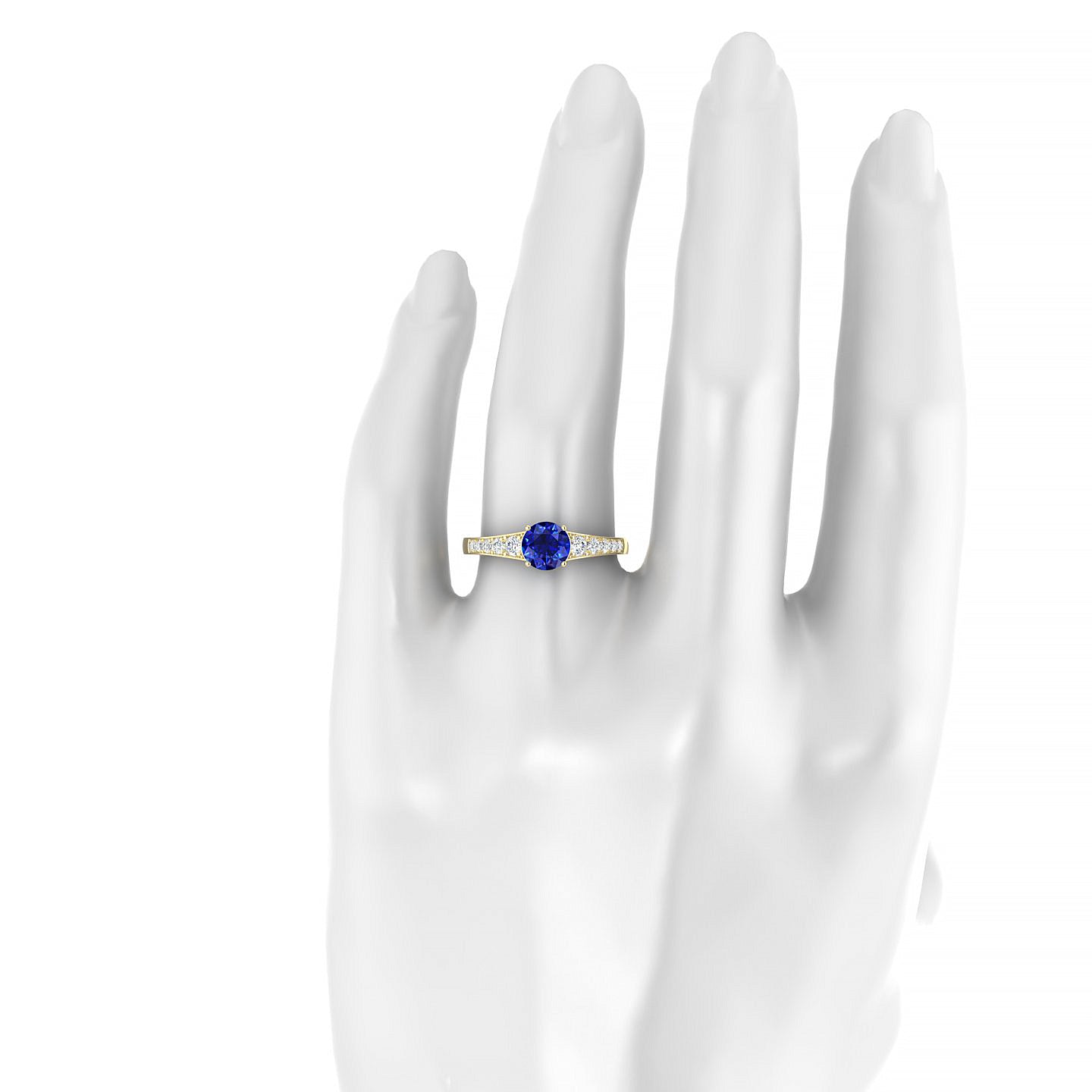 Prosperity | 18k Yellow Gold 6 mm Round Sapphire Ring