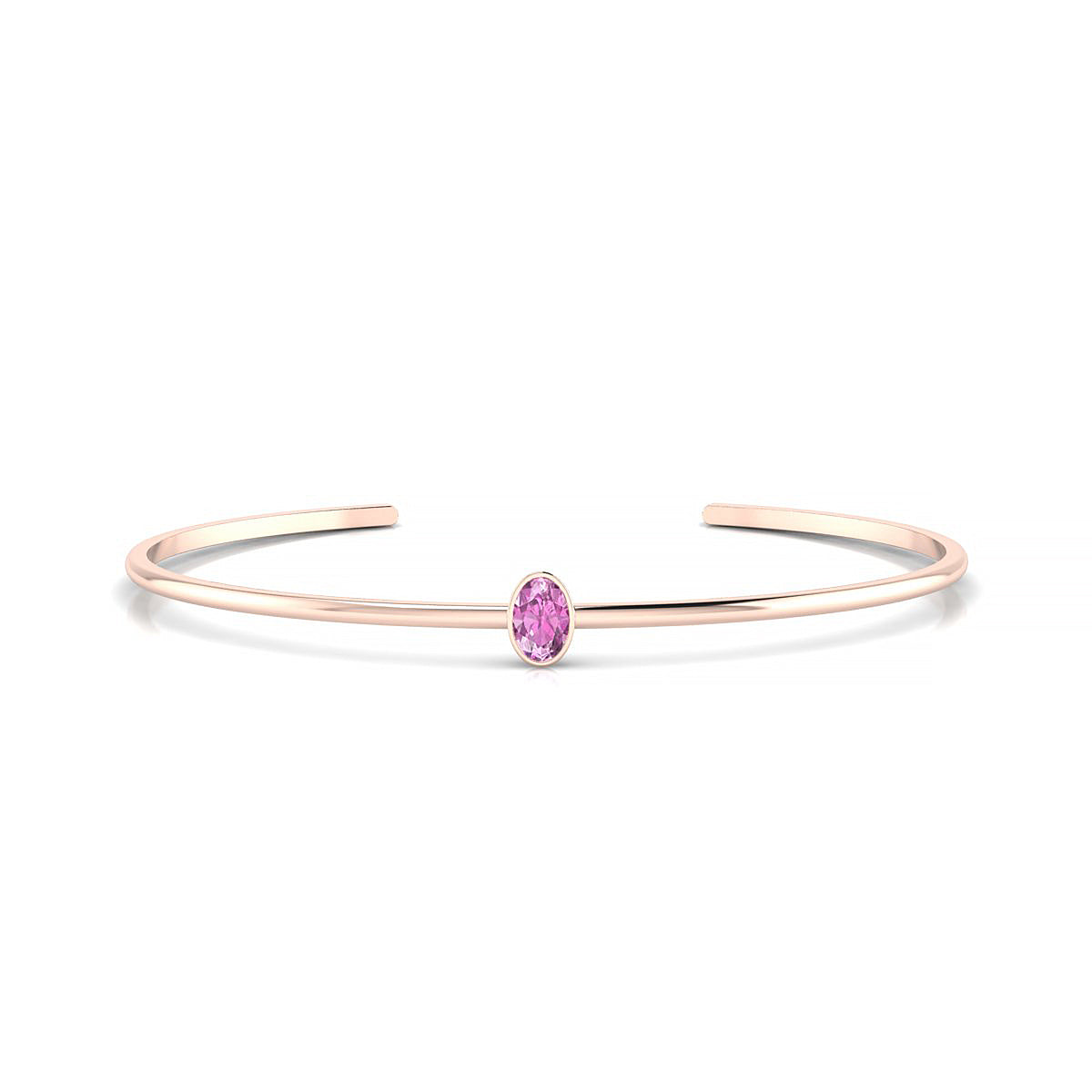 Purity | 18k Rose Gold 6 x 4 mm Oval Pink Sapphire Bangle