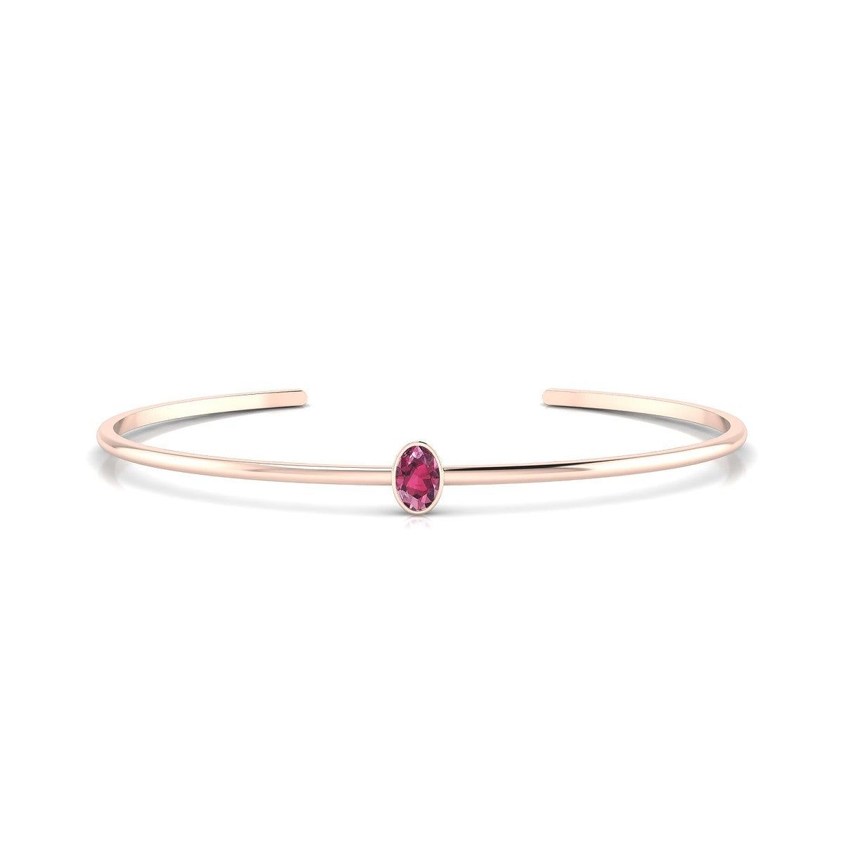 Purity | 18k Rose Gold 6 x 4 mm Oval Rhodolite Bangle