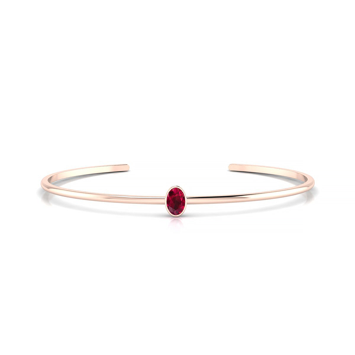 Purity | 18k Rose Gold 6 x 4 mm Oval Ruby Bangle