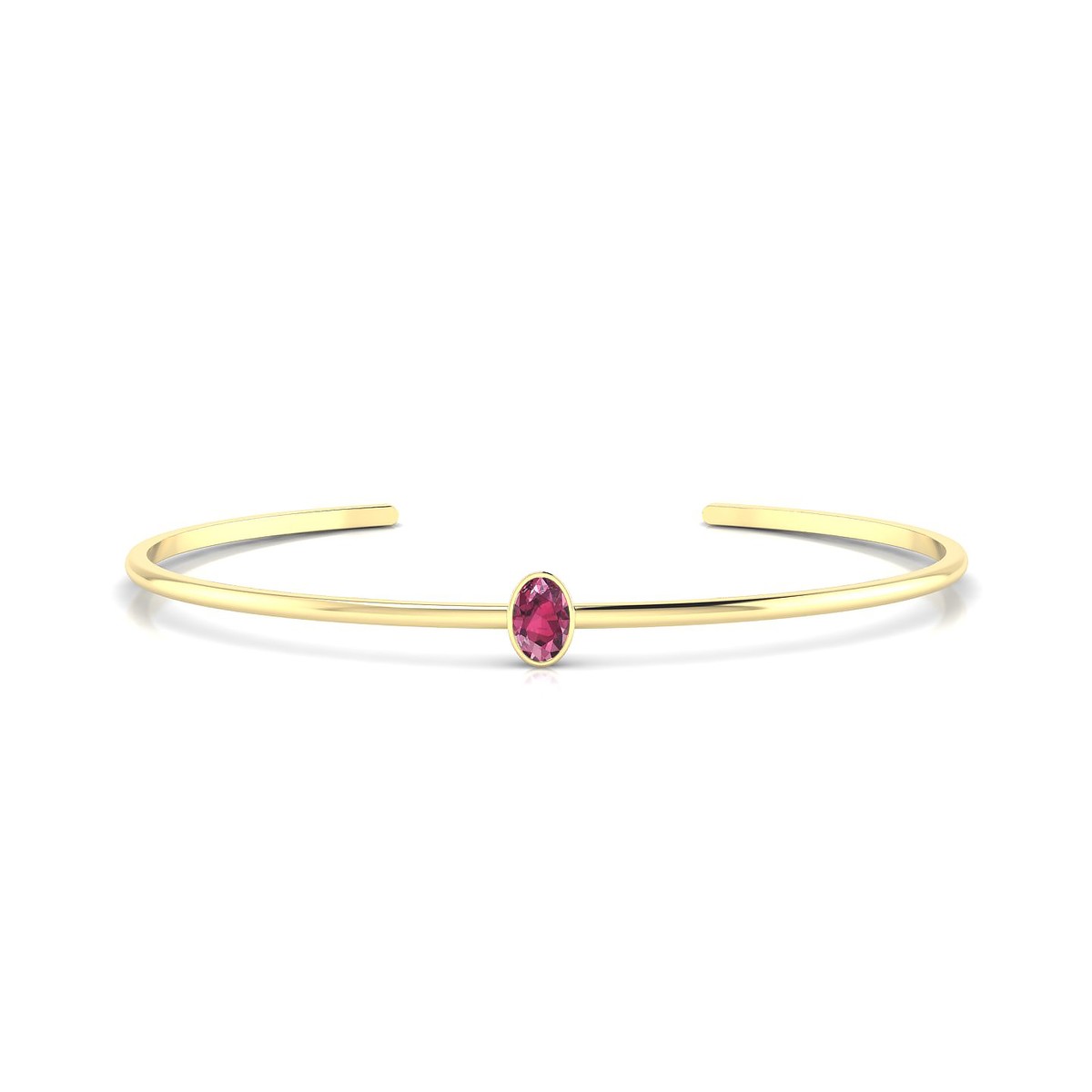 Purity | 18k Yellow Gold 6 x 4 mm Oval Rhodolite Bangle