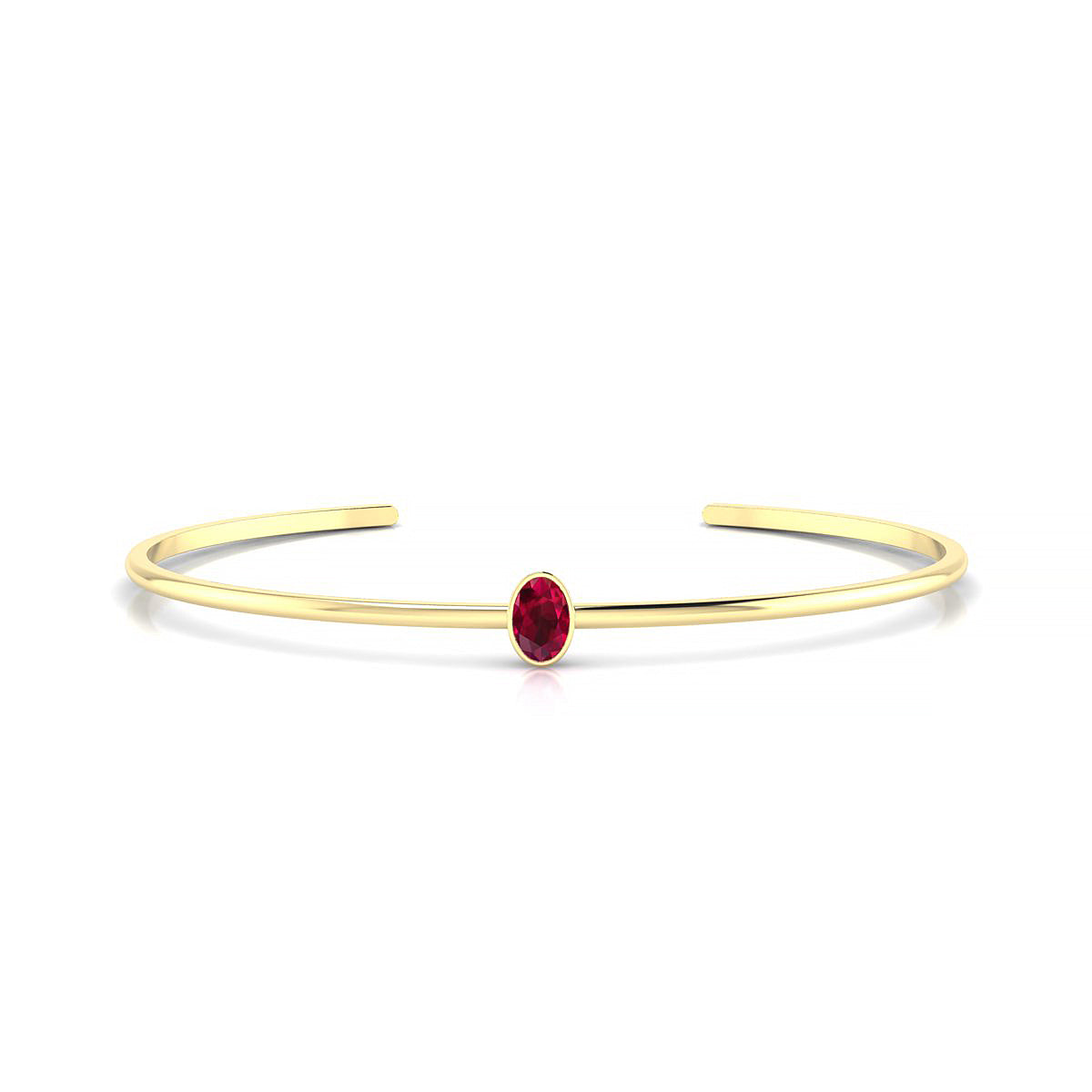 Purity | 18k Yellow Gold 6 x 4 mm Oval Ruby Bangle