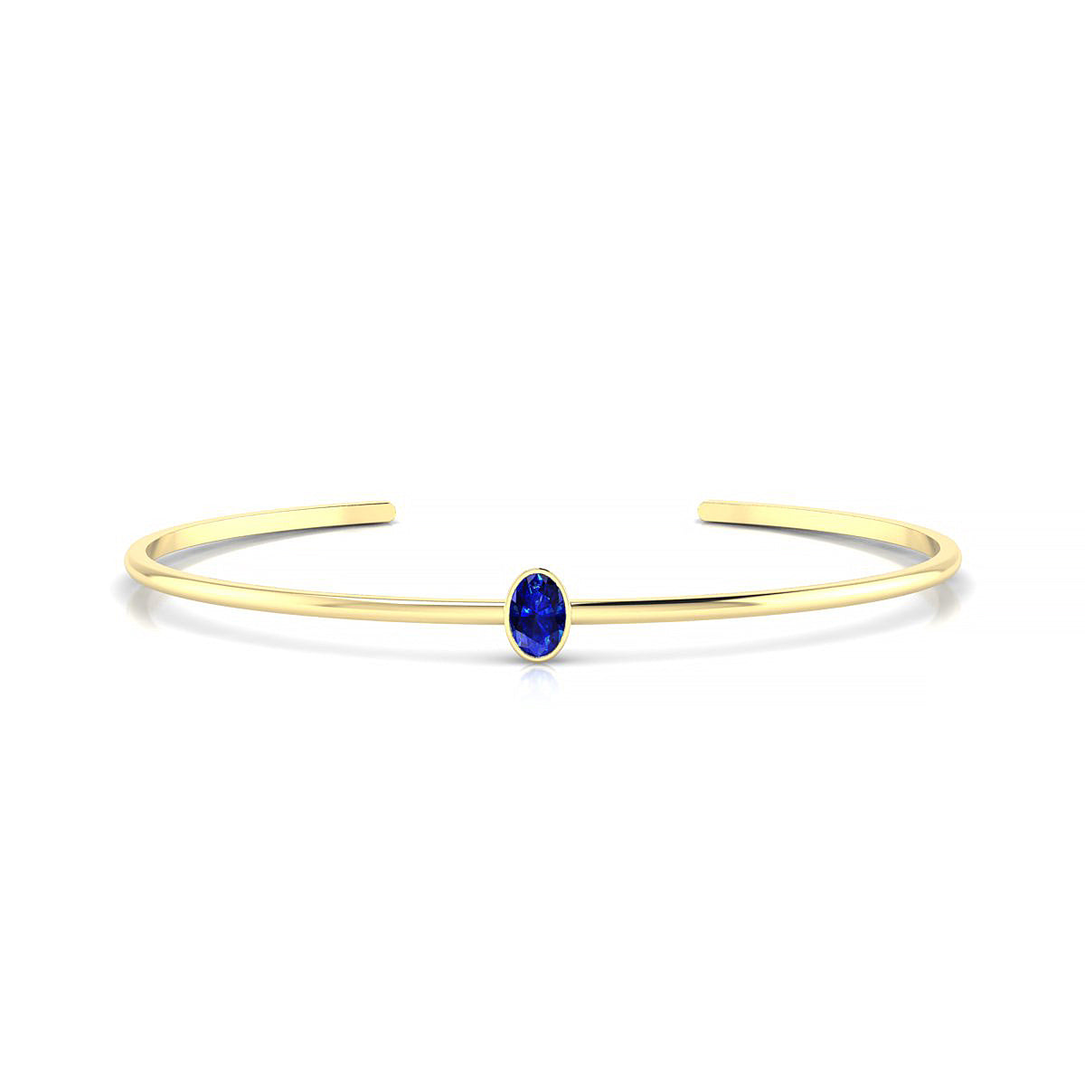 Purity | 18k Yellow Gold 6 x 4 mm Oval Sapphire Bangle