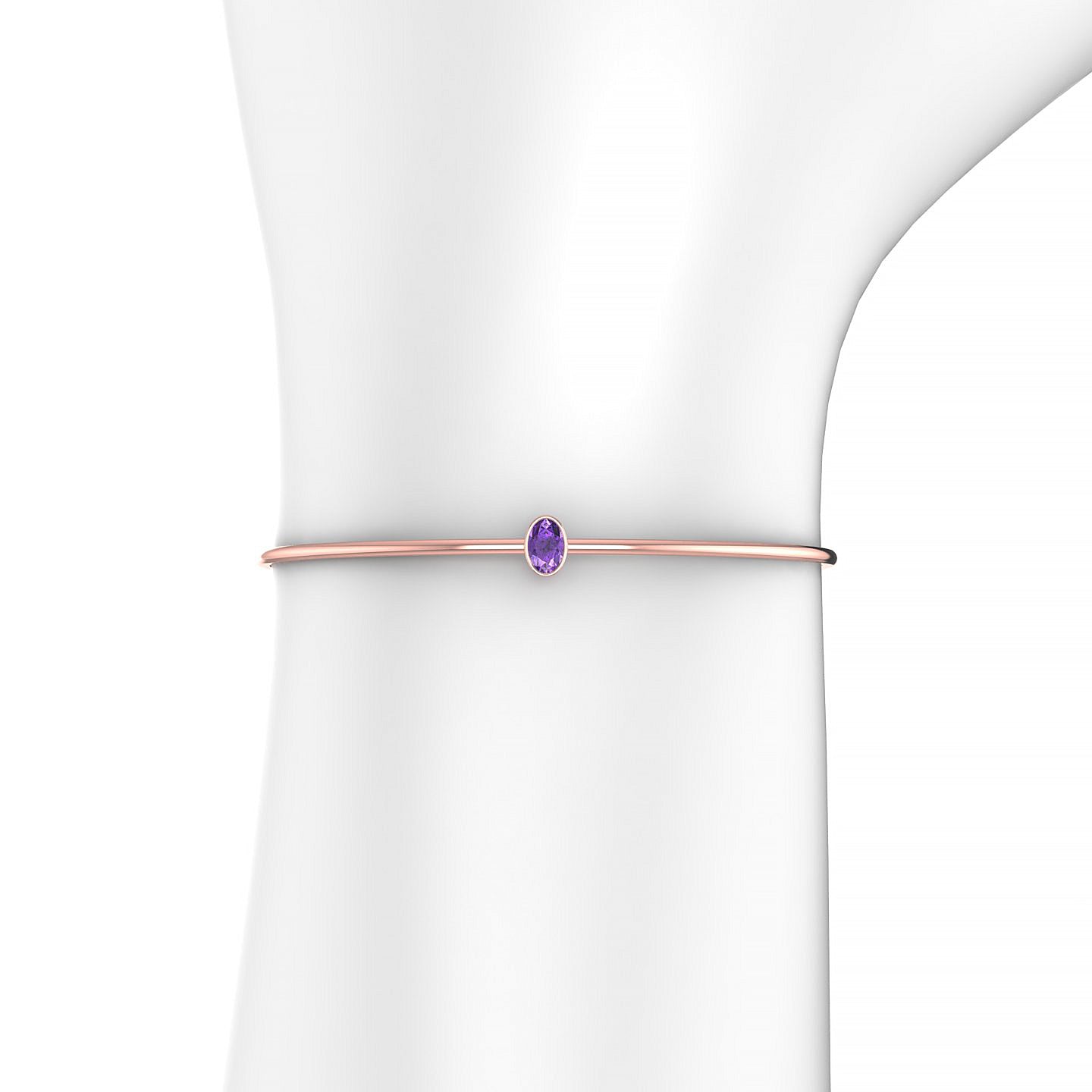 Purity | 18k Rose Gold 6 x 4 mm Oval Amethyst Bangle