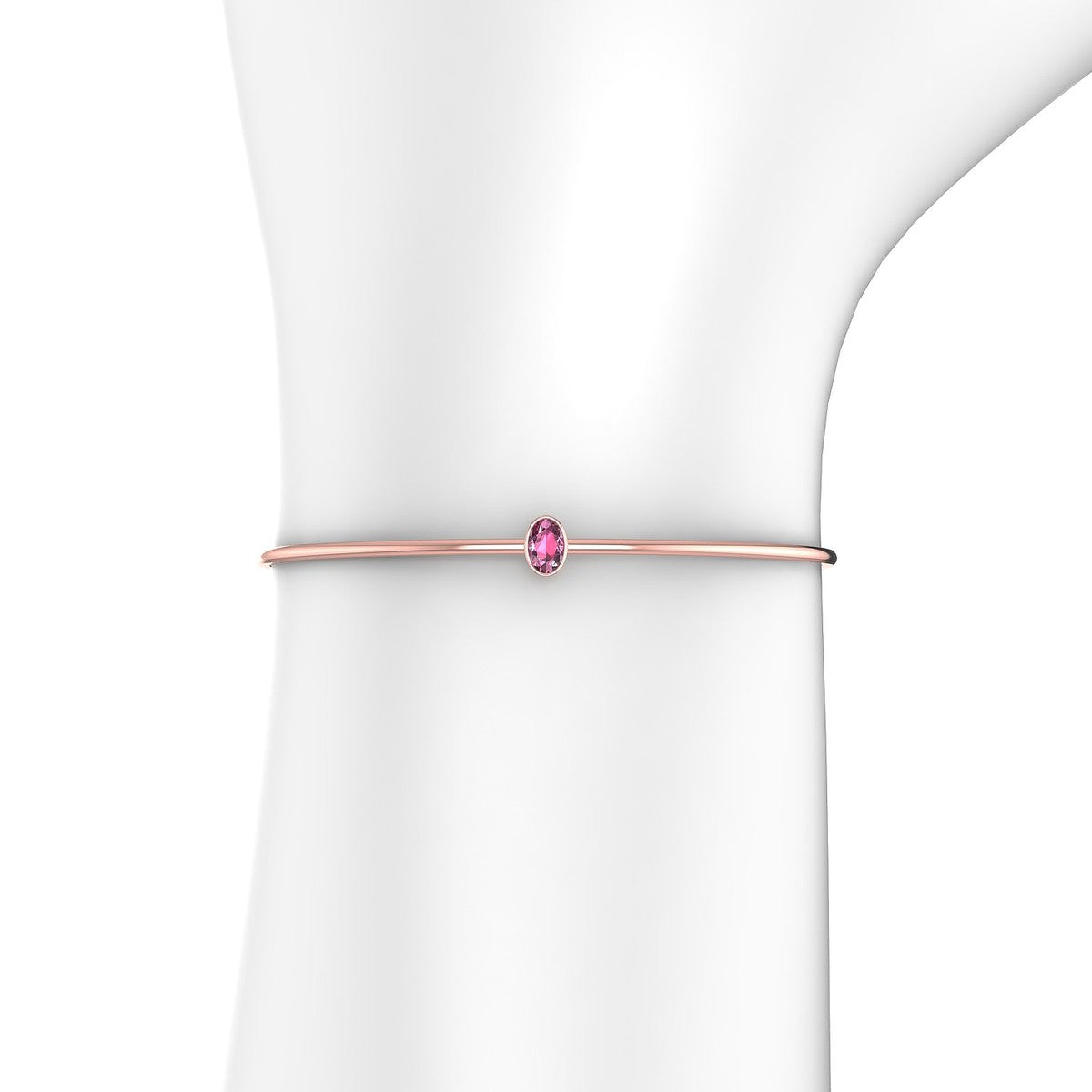 Purity | 18k Rose Gold 6 x 4 mm Oval Rhodolite Bangle
