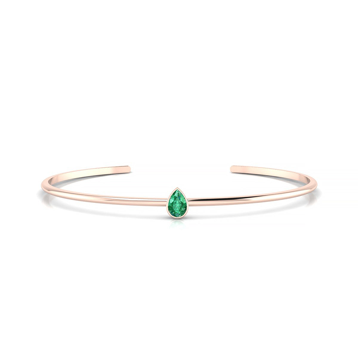 Purity | 18k Rose Gold 6 x 4 mm Pear Emerald Bangle