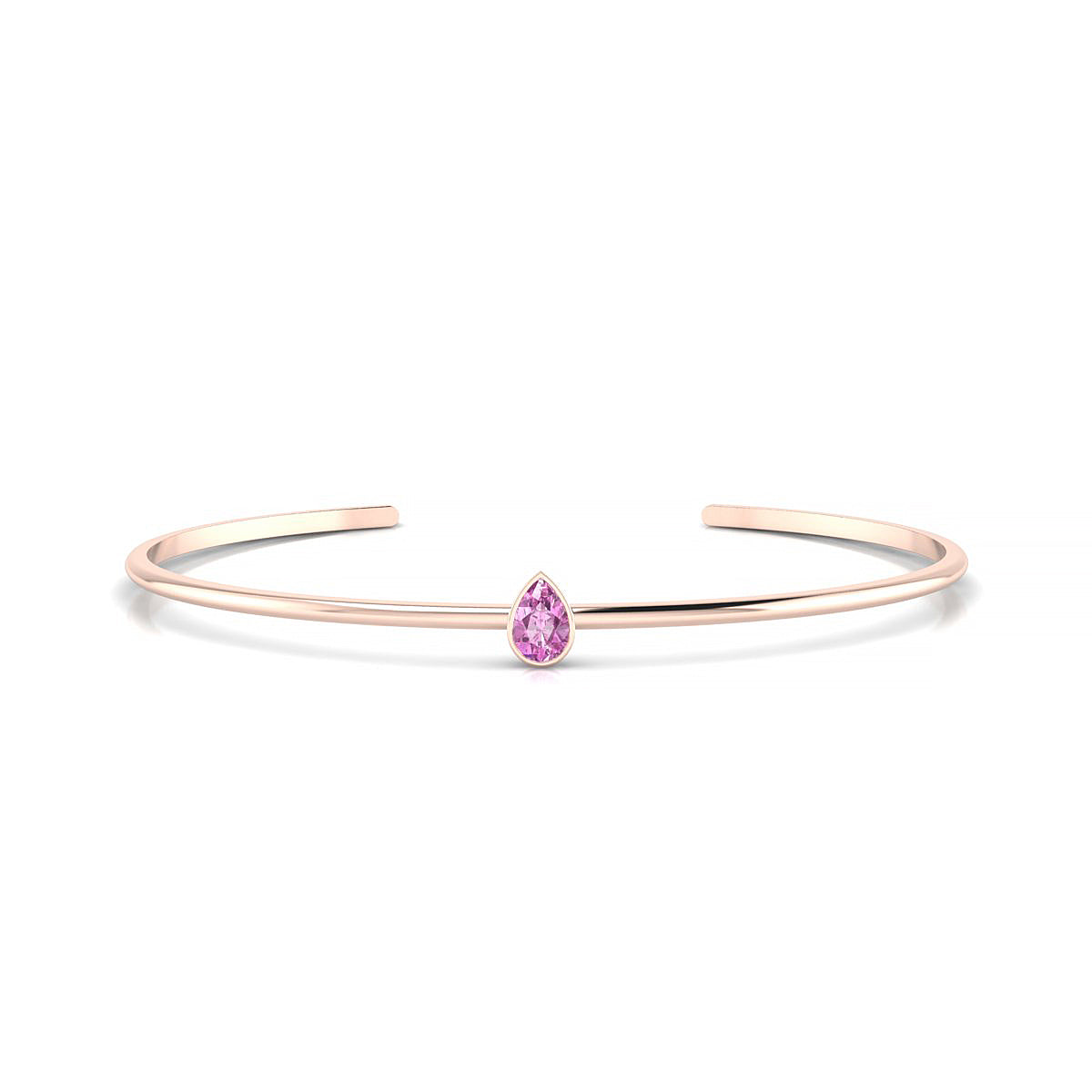 Purity | 18k Rose Gold 6 x 4 mm Pear Pink Sapphire Bangle