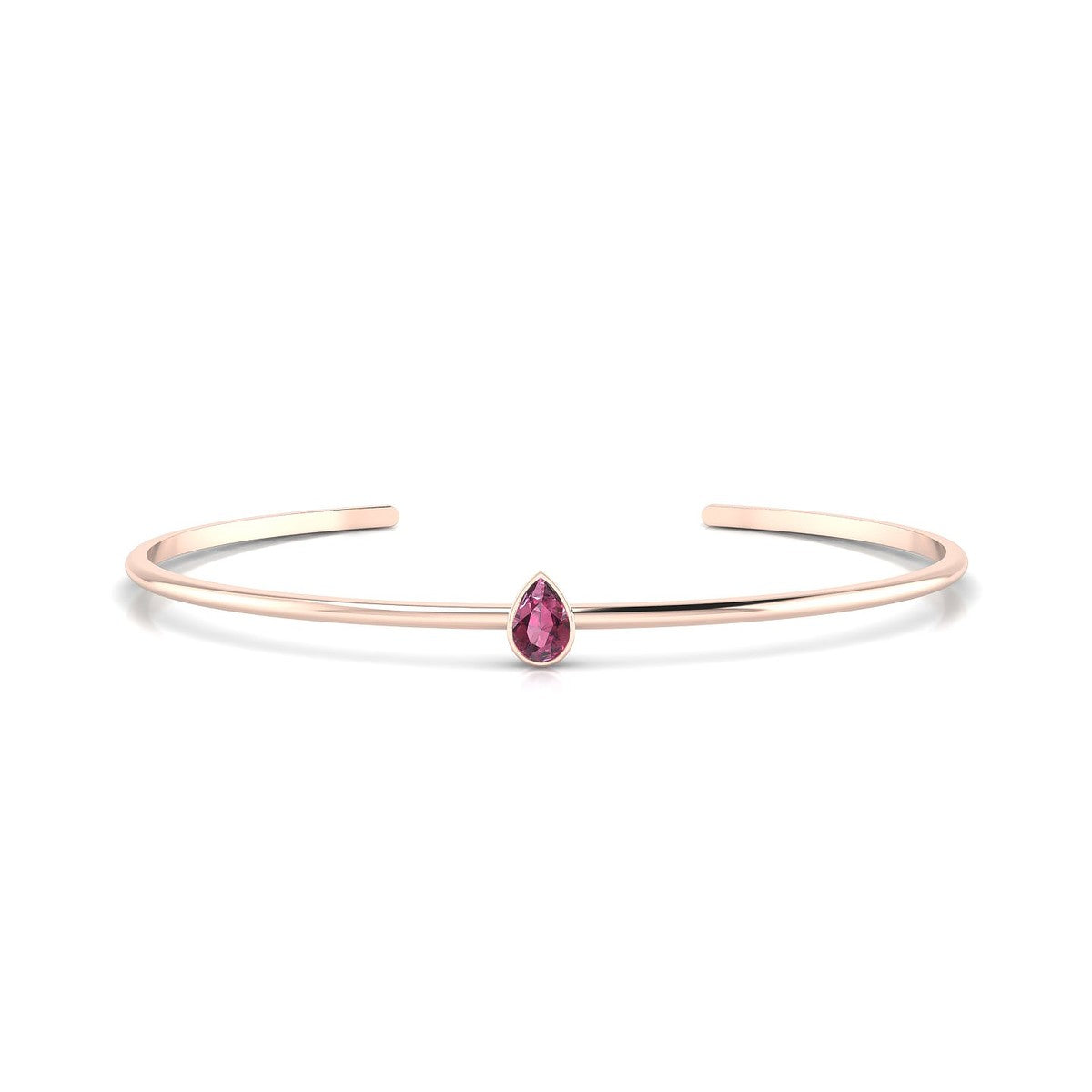 Purity | 18k Rose Gold 6 x 4 mm Pear Rhodolite Bangle