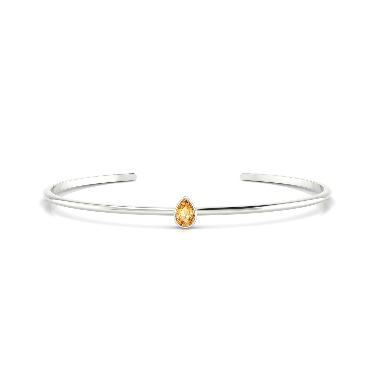 Purity | 18k White Gold 6 x 4 mm Pear Citrine Bangle