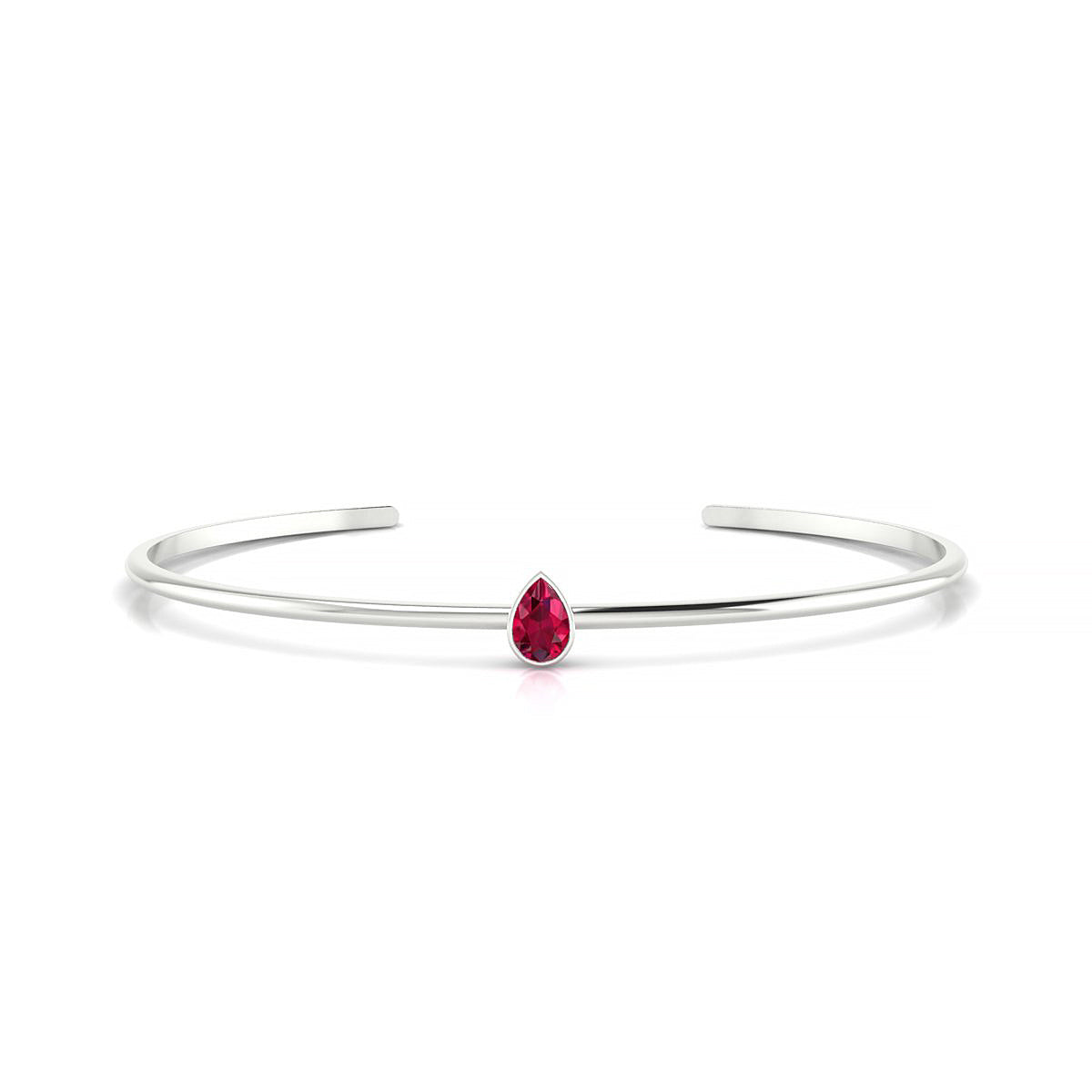 Purity | 18k White Gold 6 x 4 mm Pear Ruby Bangle
