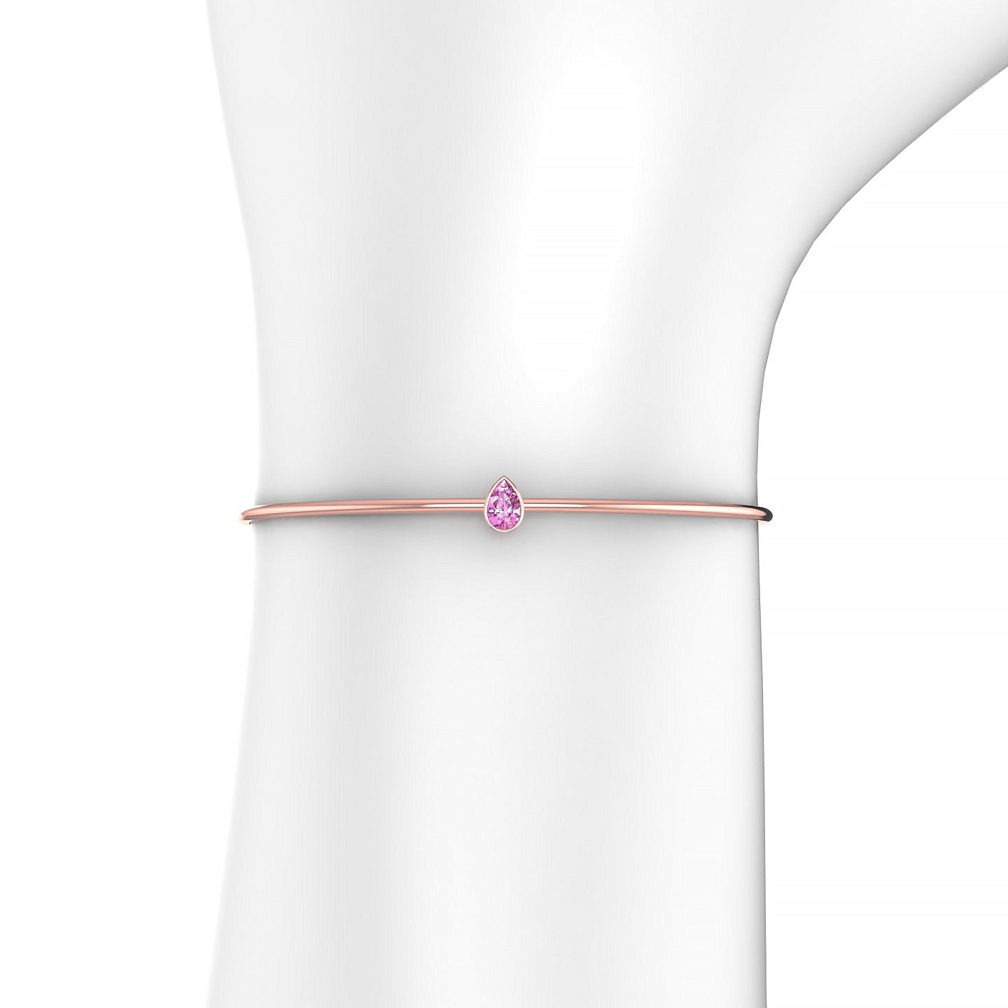 Purity | 18k Rose Gold 6 x 4 mm Pear Pink Sapphire Bangle