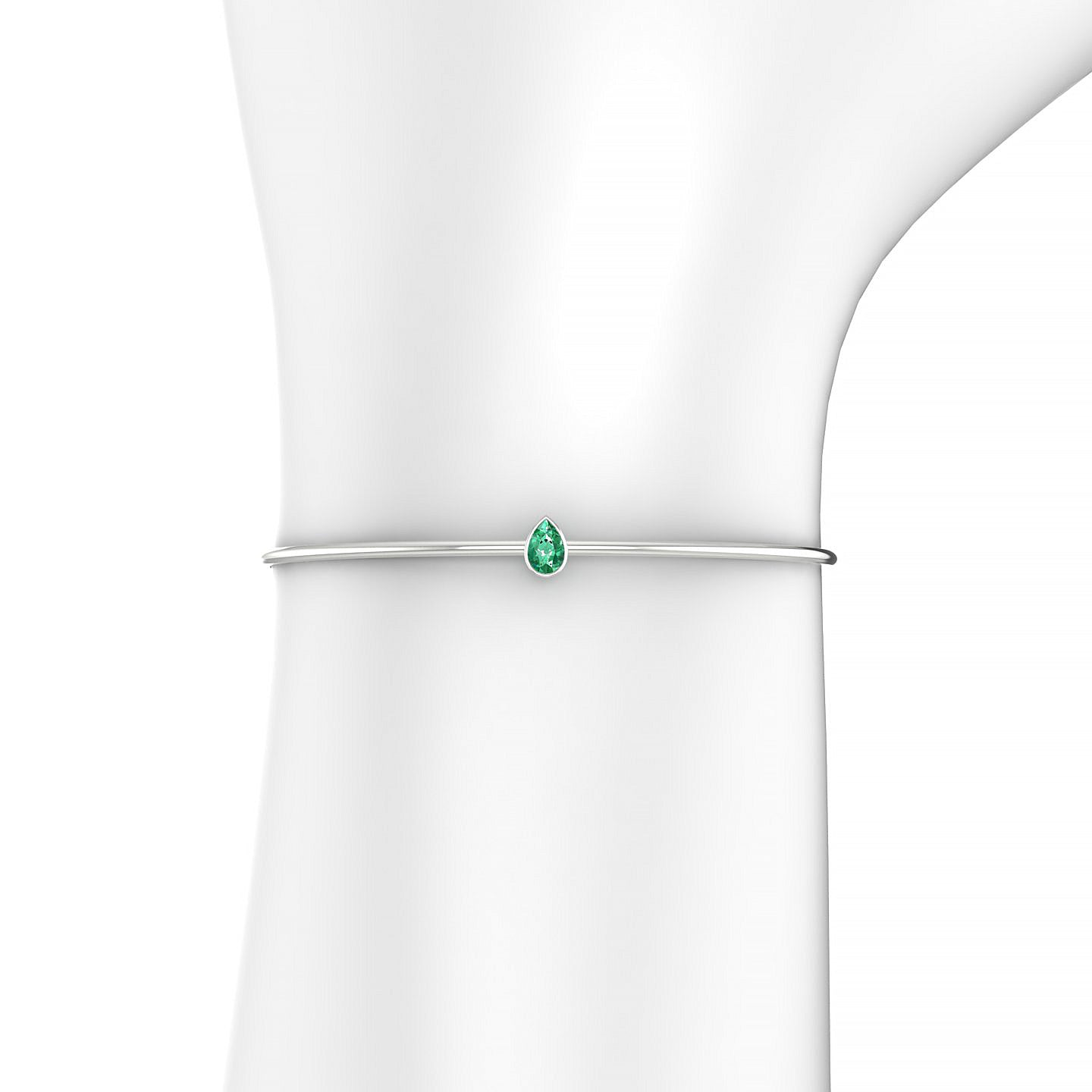 Purity | 18k White Gold 6 x 4 mm Pear Emerald Bangle