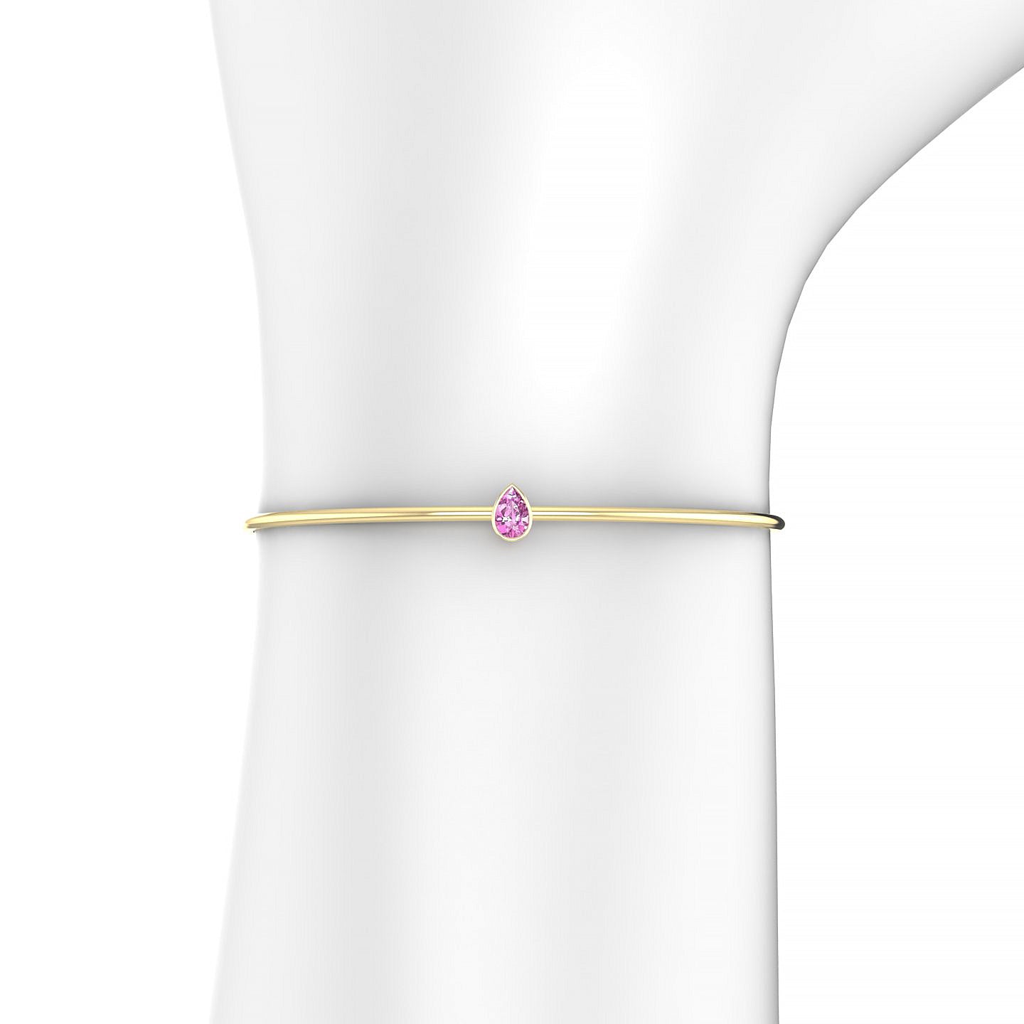 Purity | 18k Yellow Gold 6 x 4 mm Pear Pink Sapphire Bangle