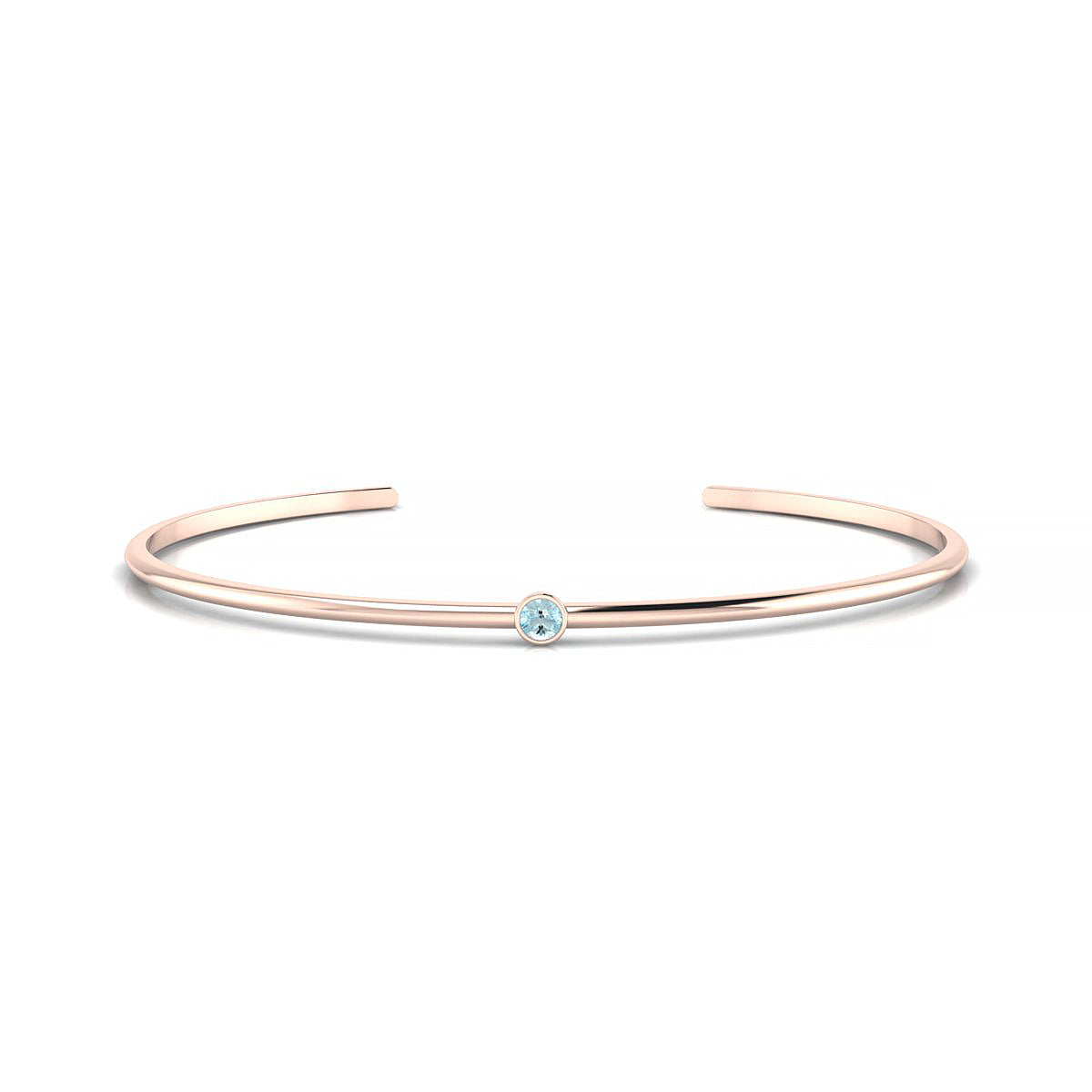 Purity | 18k Rose Gold 3 mm Round Aquamarine Bangle