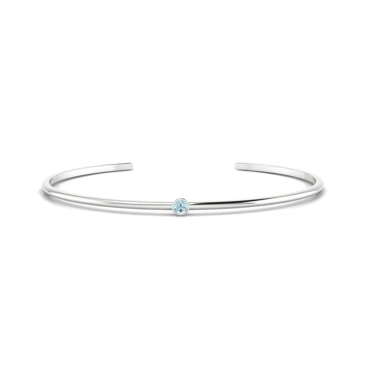 Purity | 18k White Gold 3 mm Round Aquamarine Bangle