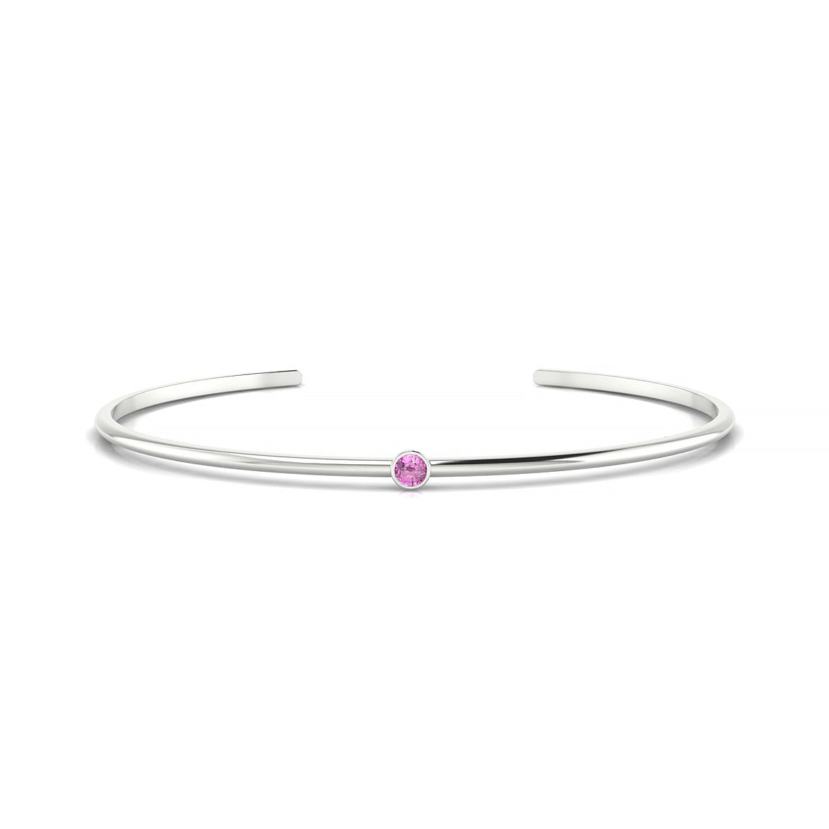 Purity | 18k White Gold 3 mm Round Pink Sapphire Bangle