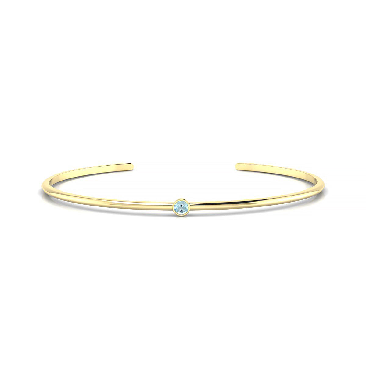 Purity | 18k Yellow Gold 3 mm Round Aquamarine Bangle