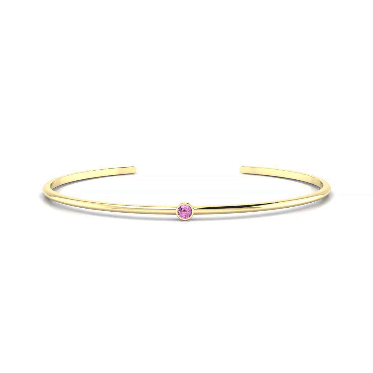 Purity | 18k Yellow Gold 3 mm Round Pink Sapphire Bangle