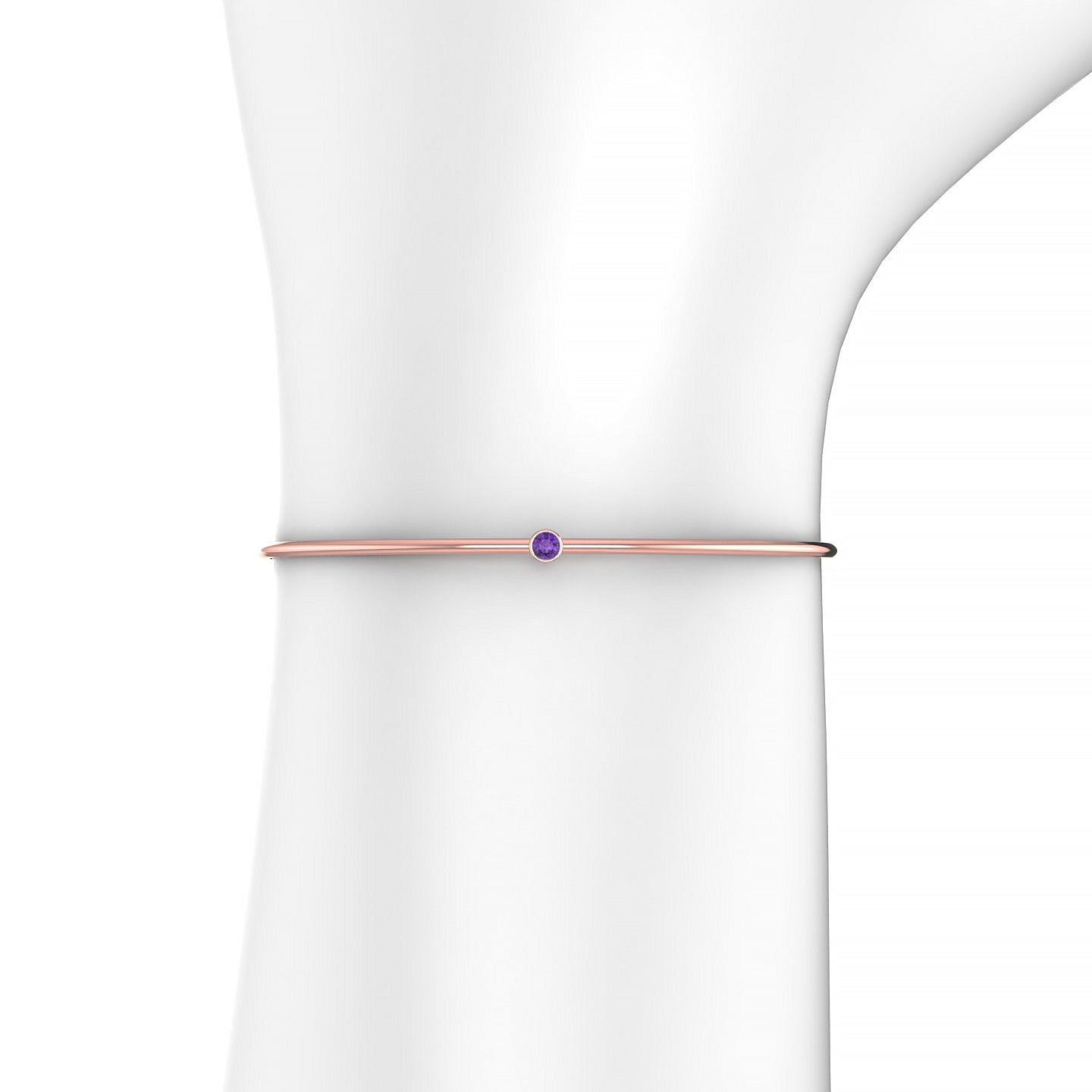 Purity | 18k Rose Gold 3 mm Round Amethyst Bangle