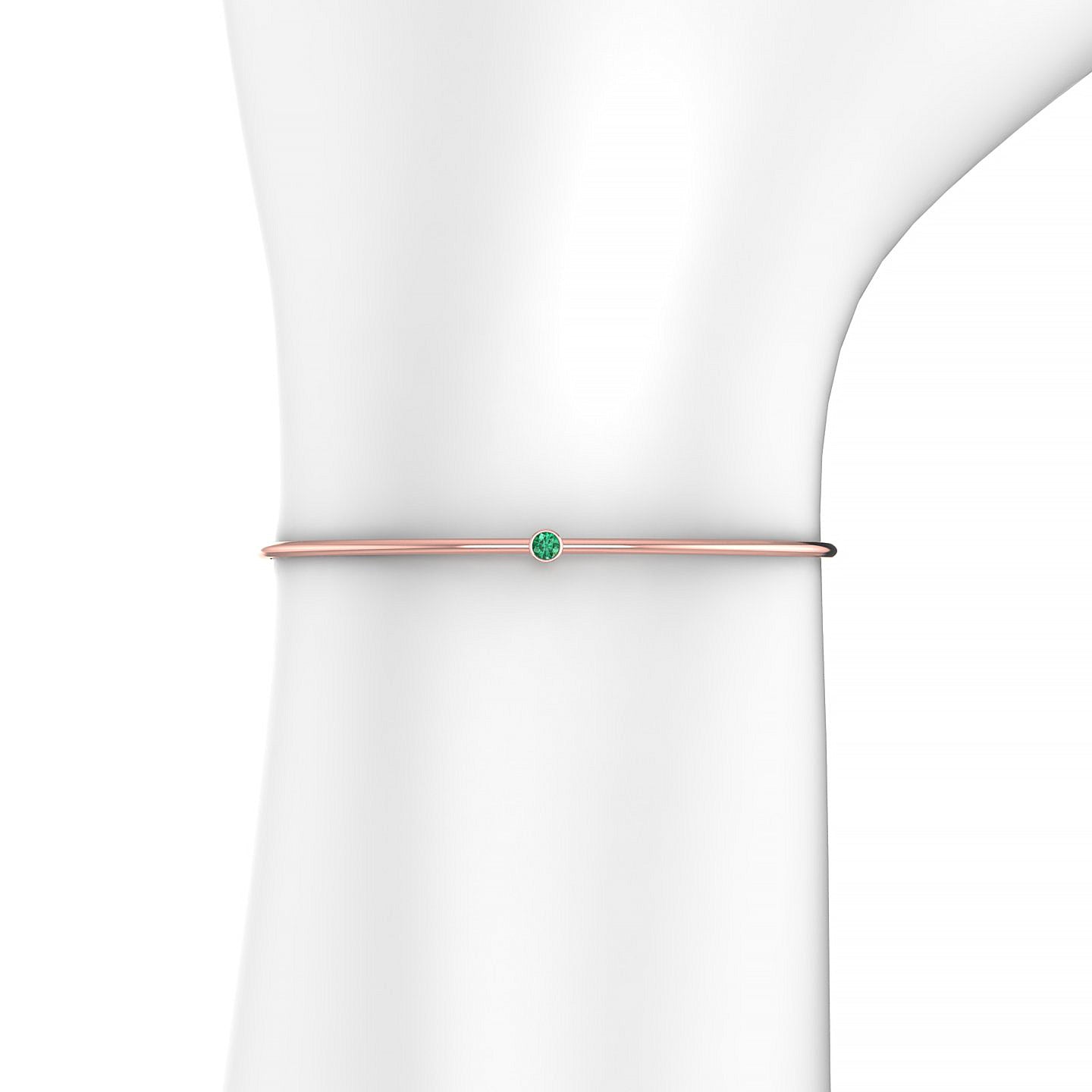 Purity | 18k Rose Gold 3 mm Round Emerald Bangle