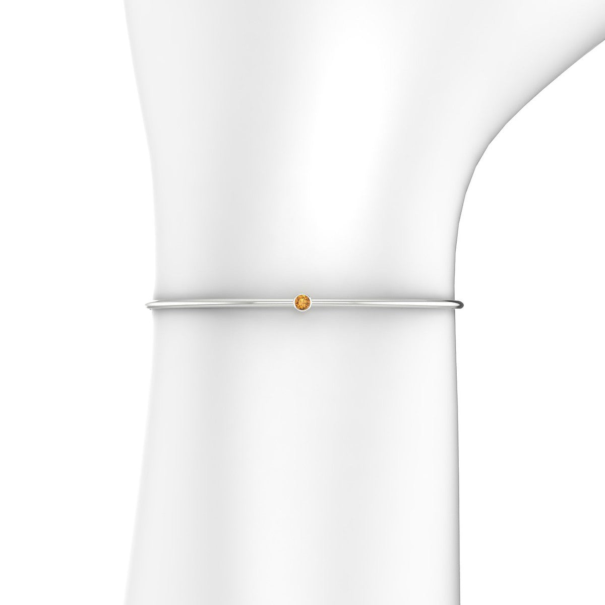 Purity | 18k White Gold 3 mm Round Citrine Bangle