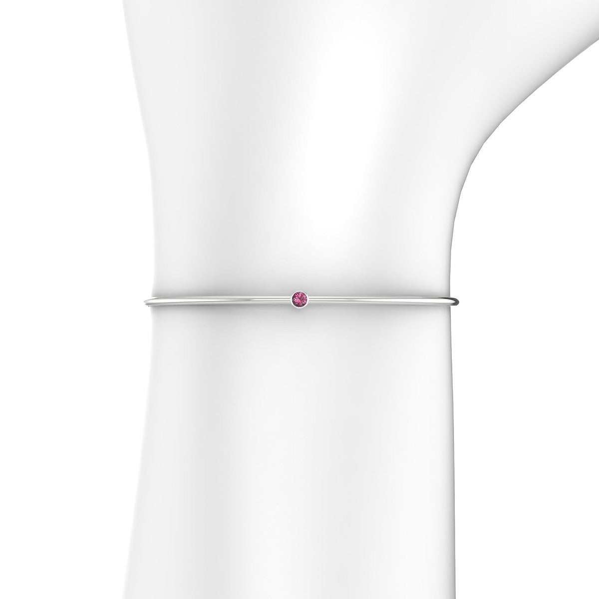 Purity | 18k White Gold 3 mm Round Rhodolite Bangle