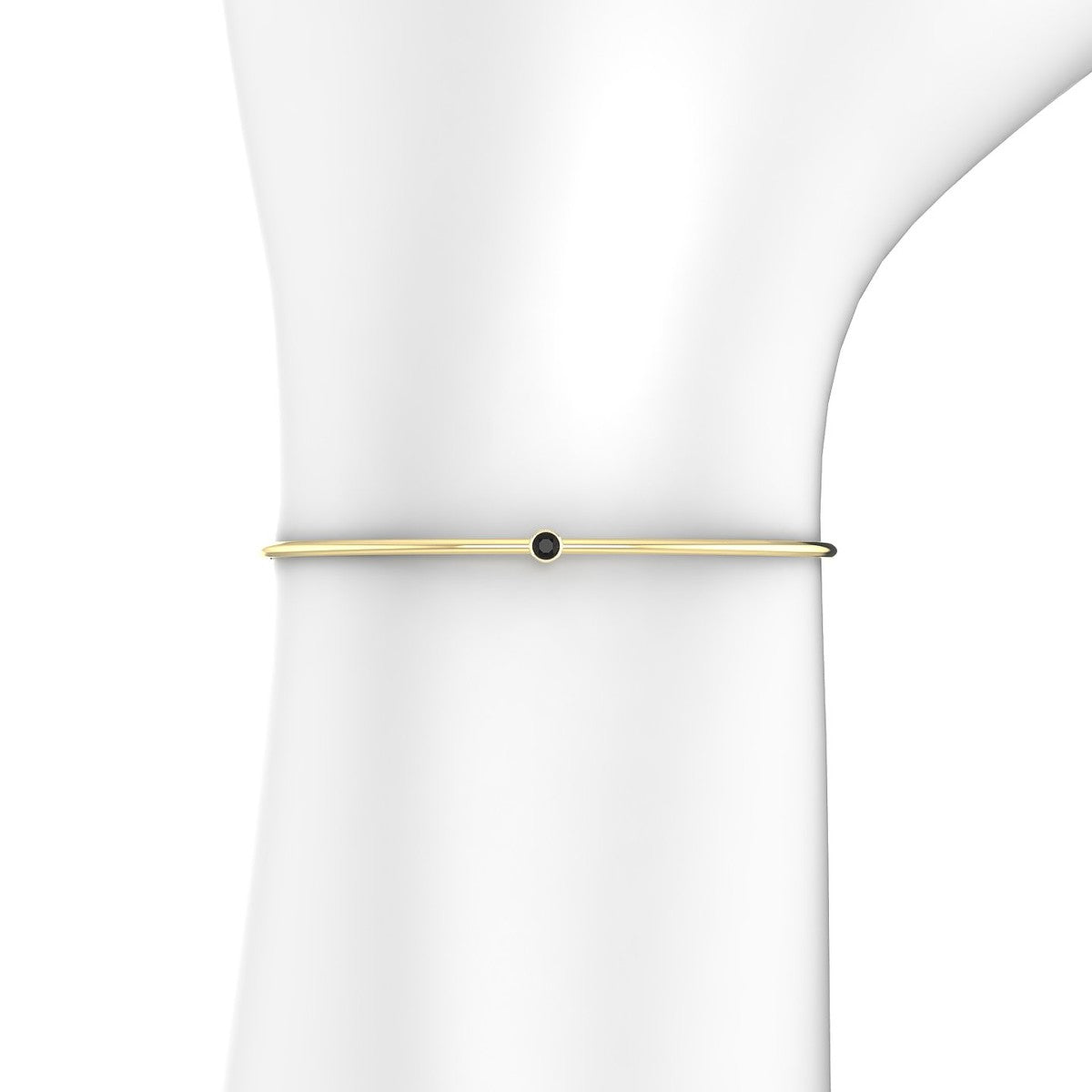 Purity | 18k Yellow Gold 3 mm Round Black Diamond Bangle