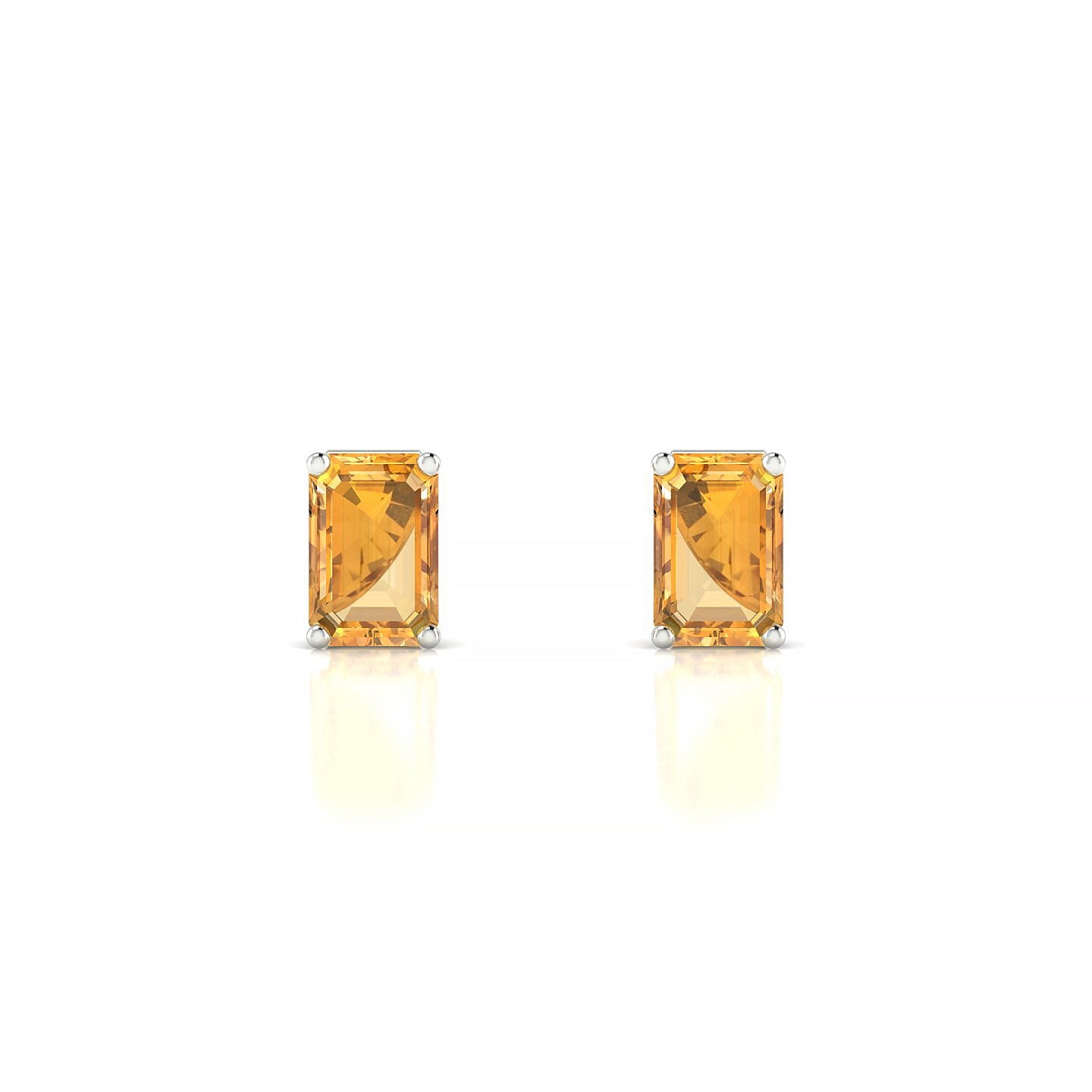 Radiance | 18k White Gold 6 x 4 mm Emerald Citrine Earrings