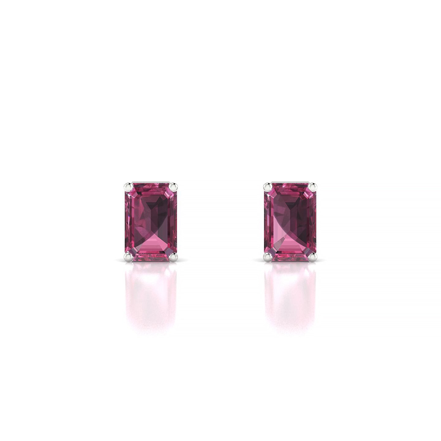 Radiance | 18k White Gold 6 x 4 mm Emerald Rhodolite Earrings