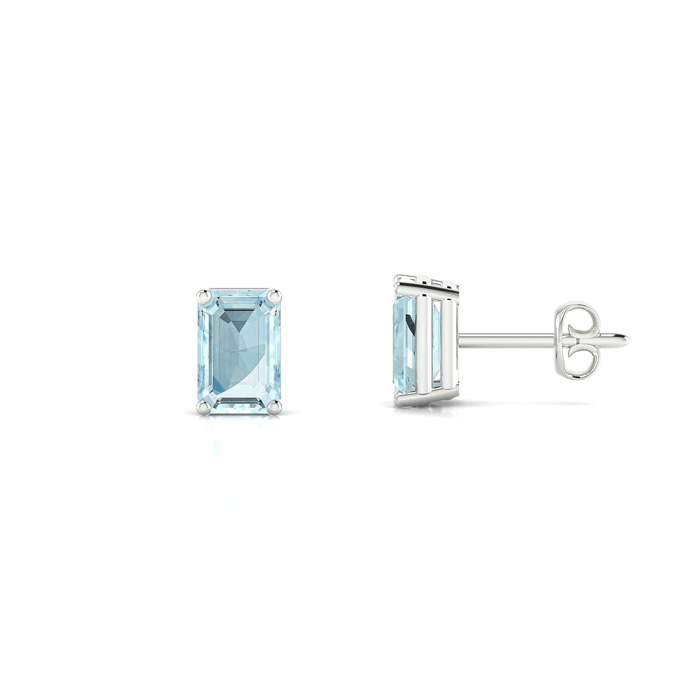 Radiance | 18k White Gold 6 x 4 mm Emerald Aquamarine Earrings
